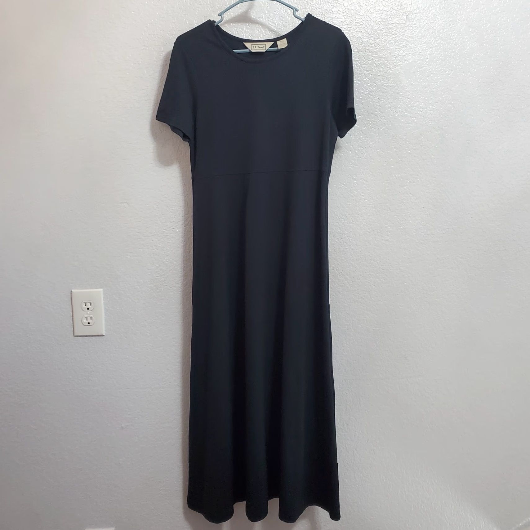 Vintage VINTAGE L.L. Bean Dress Woman Petite S Black A-Line Maxi Short Sleeve Crew Neck Stretch Cap​sule Size 28" / US 6 / IT 42 - 2 Thumbnail