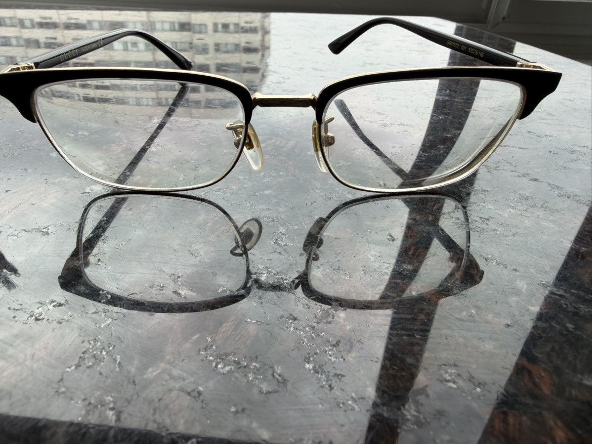 Gucci Gucci Black and Gold Rectangular Eyeglasses Size ONE SIZE - 1 Thumbnail