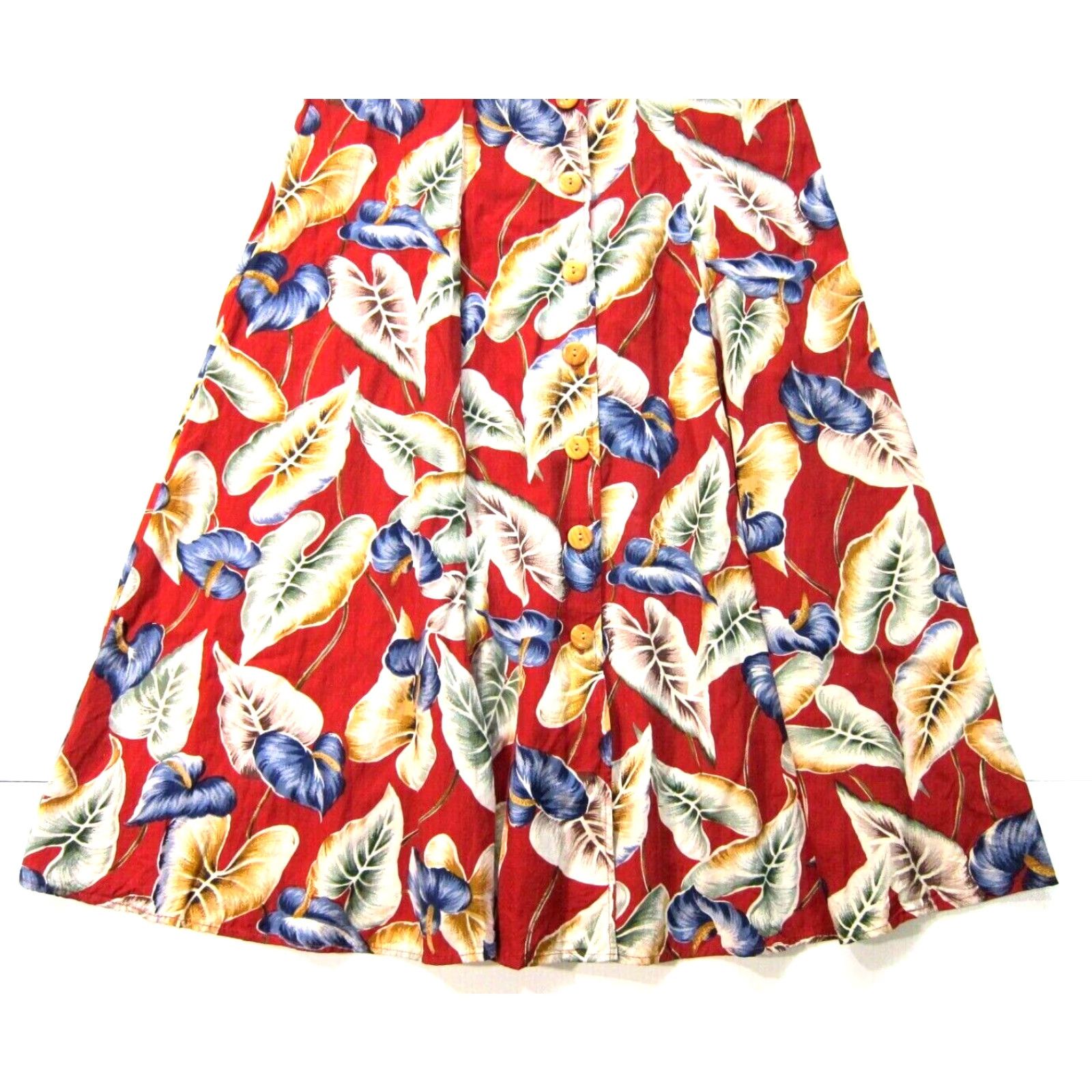 Vintage Gene M. Gozum 100% Rayon Red Blue Floral Hawaiian Button Down Maxi Sundress M Dress Womens Vintage Floral Sundress Size M / US 6-8 / IT 42-44 - 8 Thumbnail