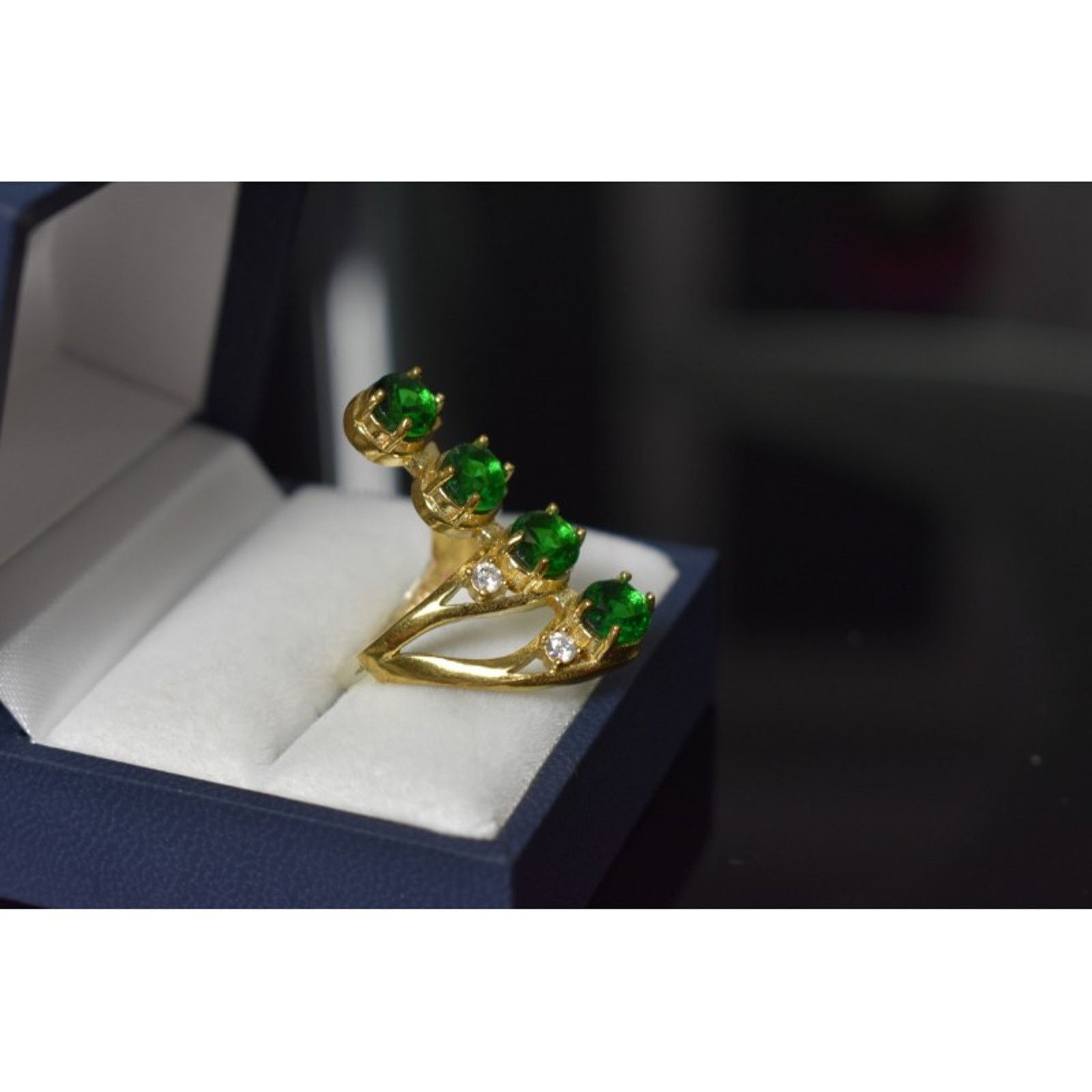 Jewelry 925 STERLING SILVER GOLD PLATED ALPANITE & CZ RING SIZE 7 Size ONE SIZE - 2 Thumbnail
