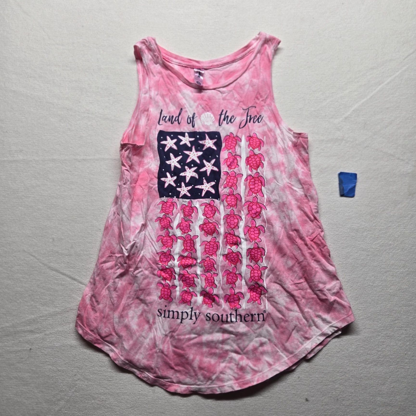 Vintage Simply Southern Shirt Tank Top Women M Land Of The Free Tie Dye Pink Lake Casual Size M / US 6-8 / IT 42-44 - 2 Thumbnail