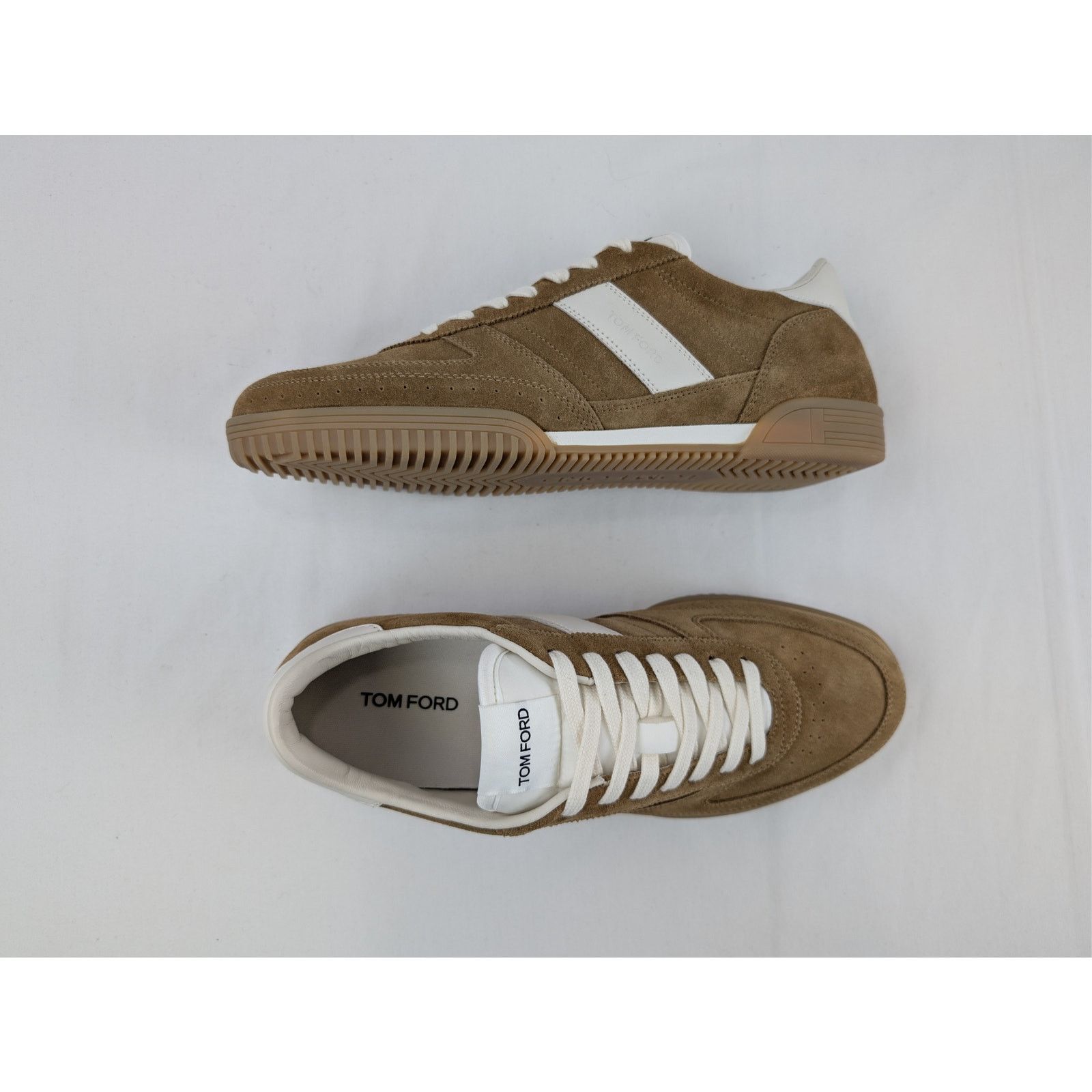 Tom Ford o1rshd1 Terence low-top sneakers in tan suede/white leather Size US 10 / EU 43 - 1 Thumbnail