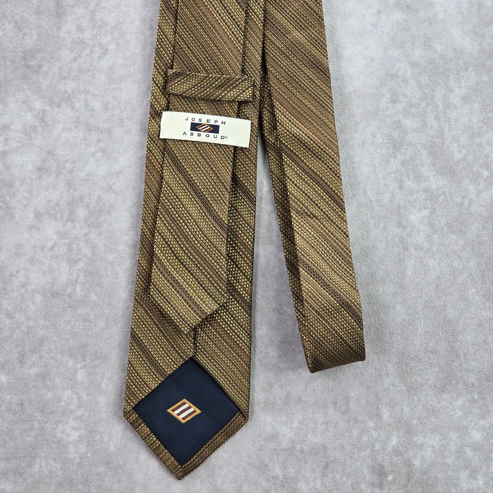 Joseph Abboud Joseph Abboud Brown Stripe Repp Geometric 100% Silk Neck Tie Size 30 - 3 Thumbnail