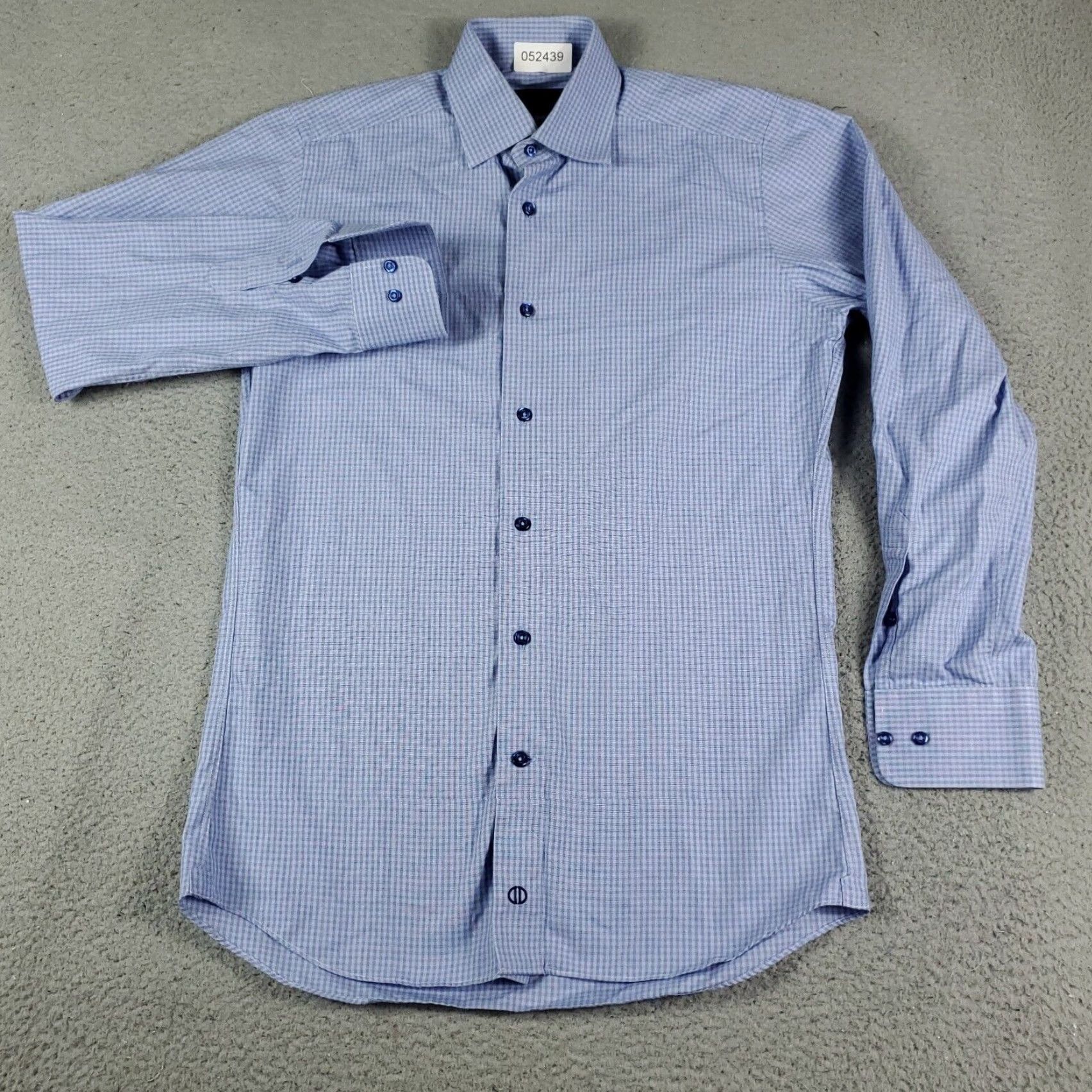 David Donahue VINTAGE David Donahue Men's Dress Shirt Size 15 Blue Plaid Cotton Long Sleeve Formal Business Size 40R - 2 Thumbnail