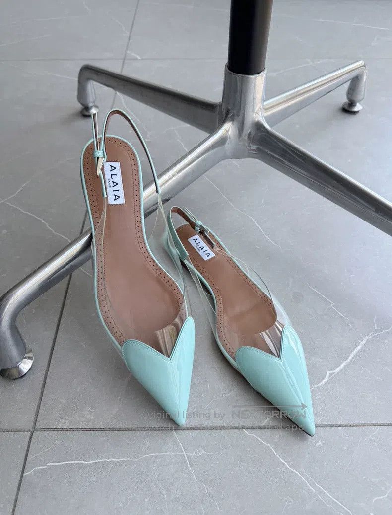 Alaia Alaia Heart-Shaped Flat Shoes, Mint Green, Transparent PVC Size US 6.5 / IT 36.5 - 2 Thumbnail