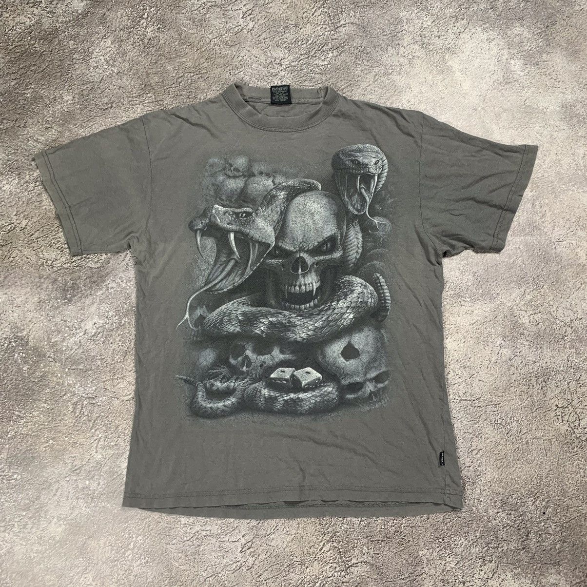 Vintage Vintage 90s Horror Skeleton Graphic Tee Sun Faded Grunge L Size US L / EU 52-54 / 3 - 1 Thumbnail