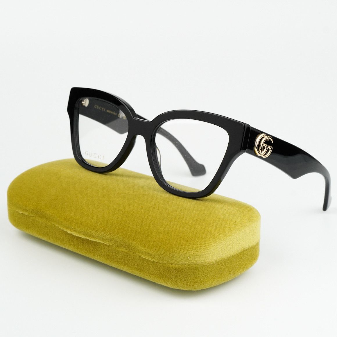 image of New Gucci Gg1424O 005 Cat Eye Women Eyeglasses GG 1424O in Black/Demo Lenses
