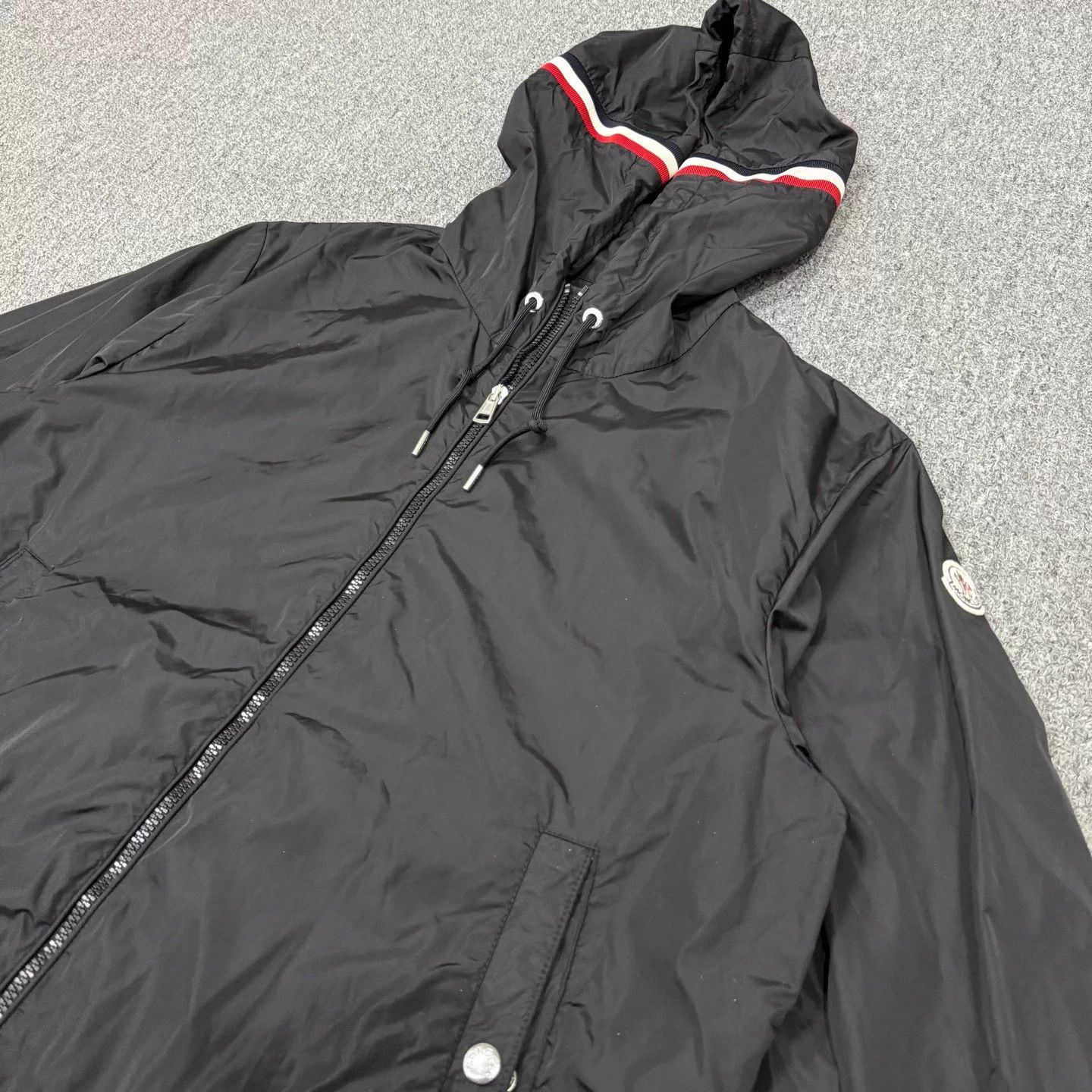 Moncler Moncler-Black-Hood-Stripe-Arm-Logo-Nylon-Jacket-5 Size US XXL / EU 58 / 5 - 3 Thumbnail