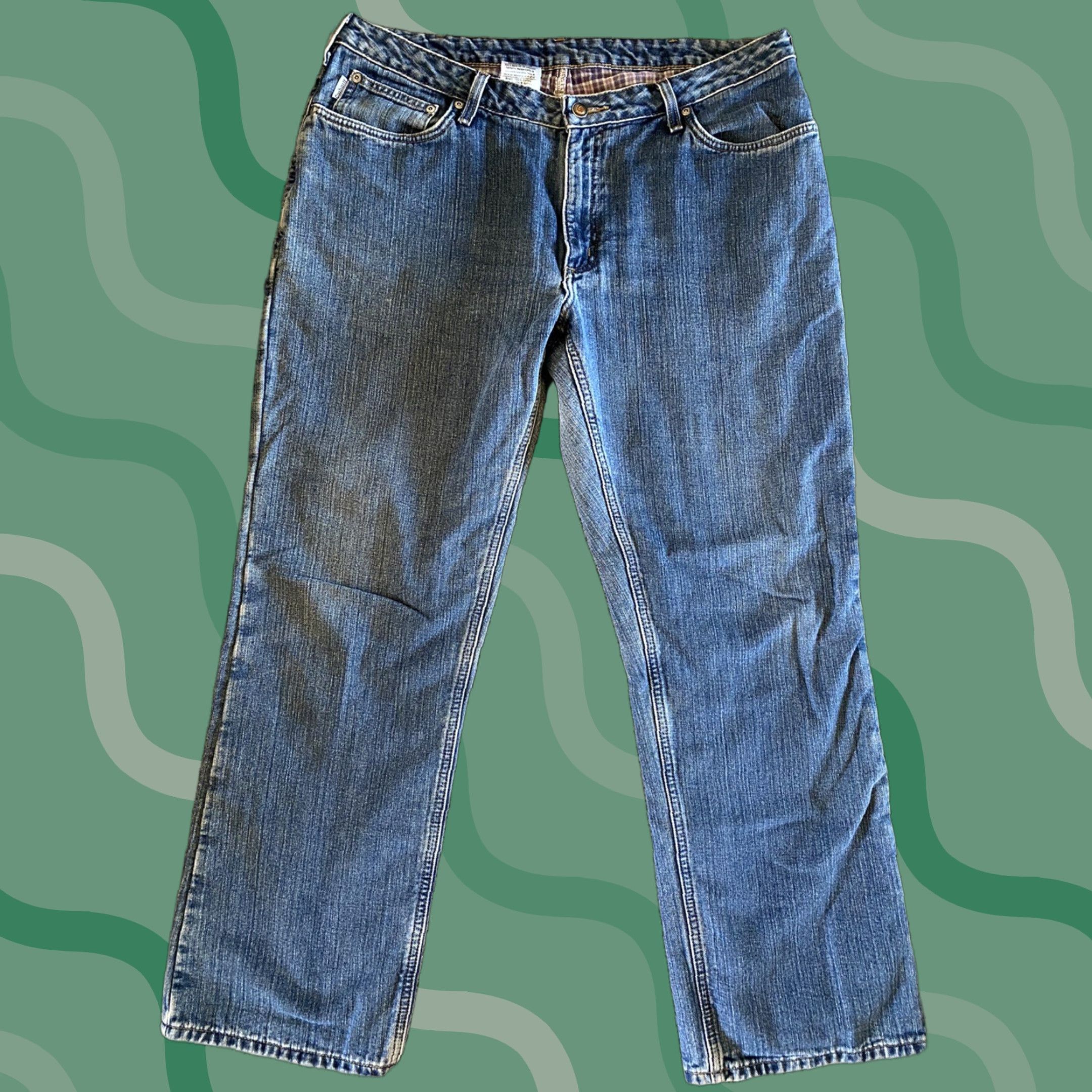 Carhartt Carhartt Jeans Women 16x32 Pants Regular 16 Flannel Plaid Lined Blue RN14806 WB022 ADT Jeans Women Size 38" / US 16 / IT 52 - 1 Thumbnail
