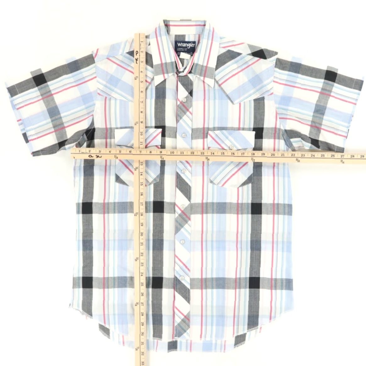 Wrangler Wrangler Cowboy Cut Pearl Snap Shirt Mens 16 Plaid Cotton Short Sleeve Mens Size 16 Multi-Colored Size US L / EU 52-54 / 3 - 3 Thumbnail