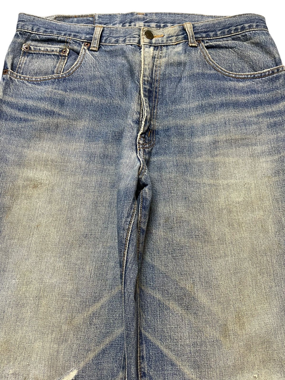 In The Attic Vintage Japanese Brand Mud Wash Faded Distress Loose Jeans Size US 33 - 3 Thumbnail
