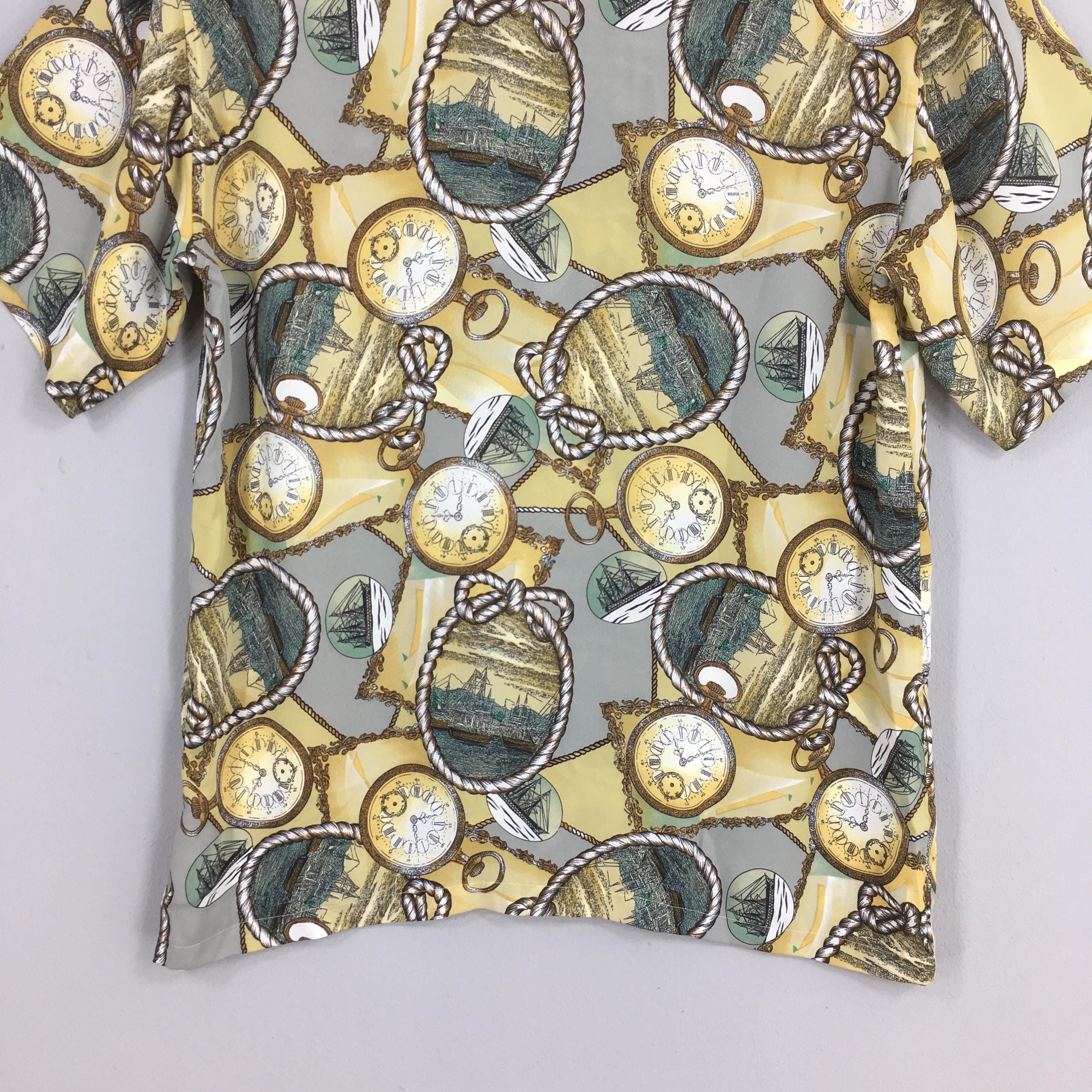 Vintage Baroque Abstract Pattern Polyester Shirt Large