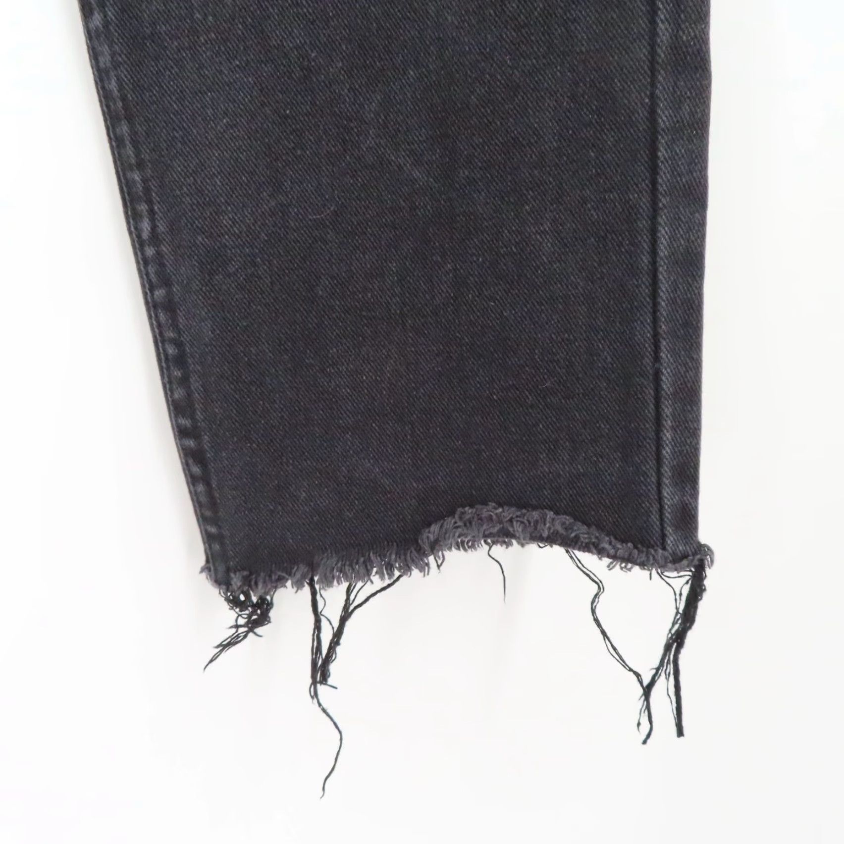 PRINCESS POLLY Princess Polly Womens Jeans 8 Black Dark Gray Denim Button Fly Distressed Raw 90s Straight Jeans Womens Size 30" / US 8 / IT 44 - 6 Thumbnail