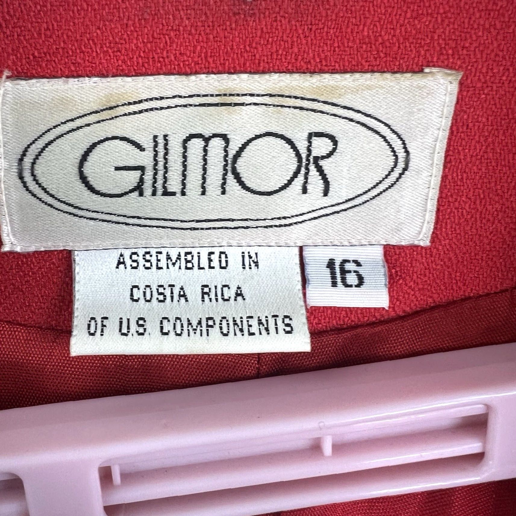 Vintage VINTAGE Gilmor 2-Piece Suit Set Wool Blend Blazer & Pants Womens Size 16 Red 80s 90s Size 38" / US 16 / IT 52 - 7 Thumbnail