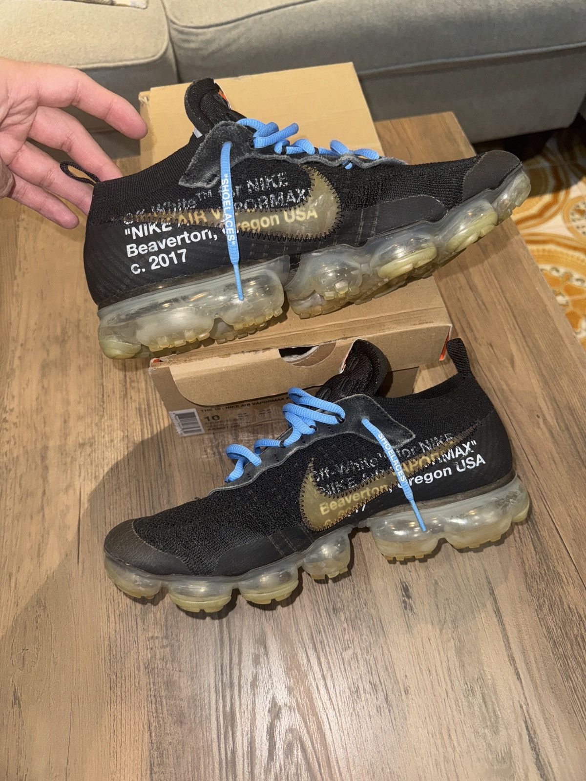 Nike × Off-White Nike Air VaporMax Off-White Black (2018) Size US 10 / EU 43 - 2 Thumbnail