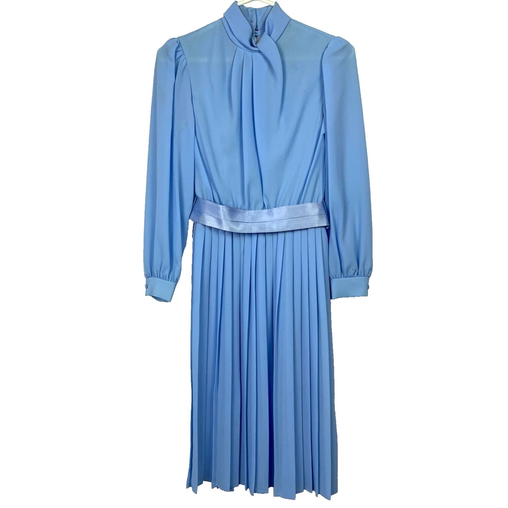 Vintage Vintage Mavinette Blue Pleated Twirl Secretary Dress Twee Size 6 80s Size M / US 6-8 / IT 42-44 - 7 Thumbnail