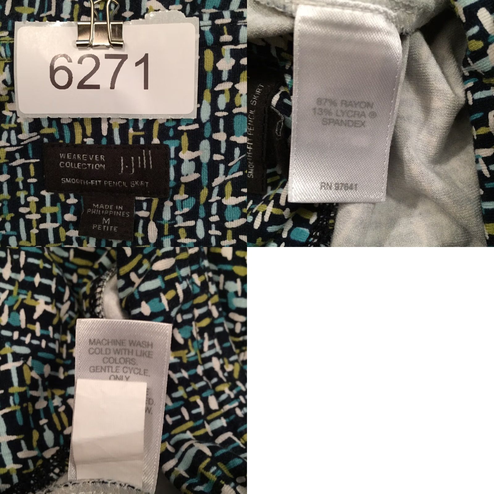 J. Jill J.Jill Skirt Geometric Knee Length Pull On Petite Green M Womens Size 32" / US 10 / IT 46 - 8 Thumbnail