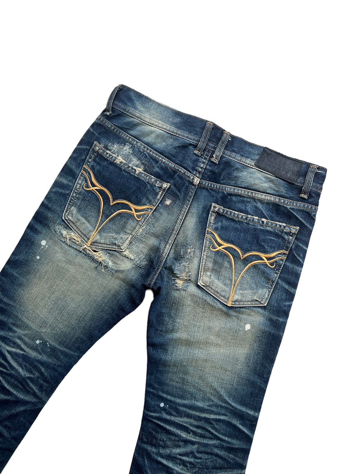 JACKROSE Jackrose 🇯🇵 Distressed Claw Mark Flare Denim Size US 33 - 11 Thumbnail