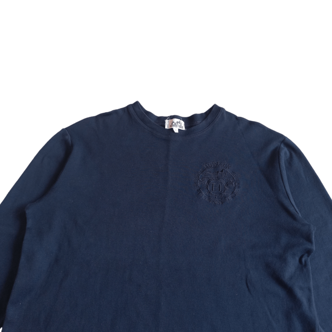 Designer Hermes Paris - Vintage Embroiderry Logo Longsleeve Size S / US 4 / IT 40 - 2 Thumbnail