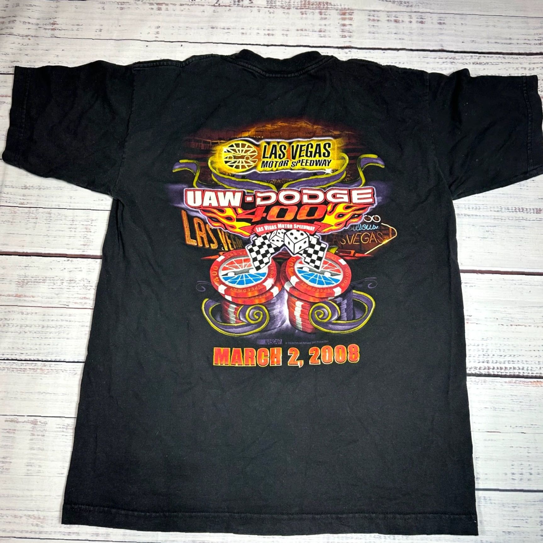 NASCAR Vtg Las Vegas Uaw Dodge 400 Short Sleeve Cotton T-Shirt Womens Sz L Black Nascar Size L / US 10 / IT 46 - 4 Thumbnail