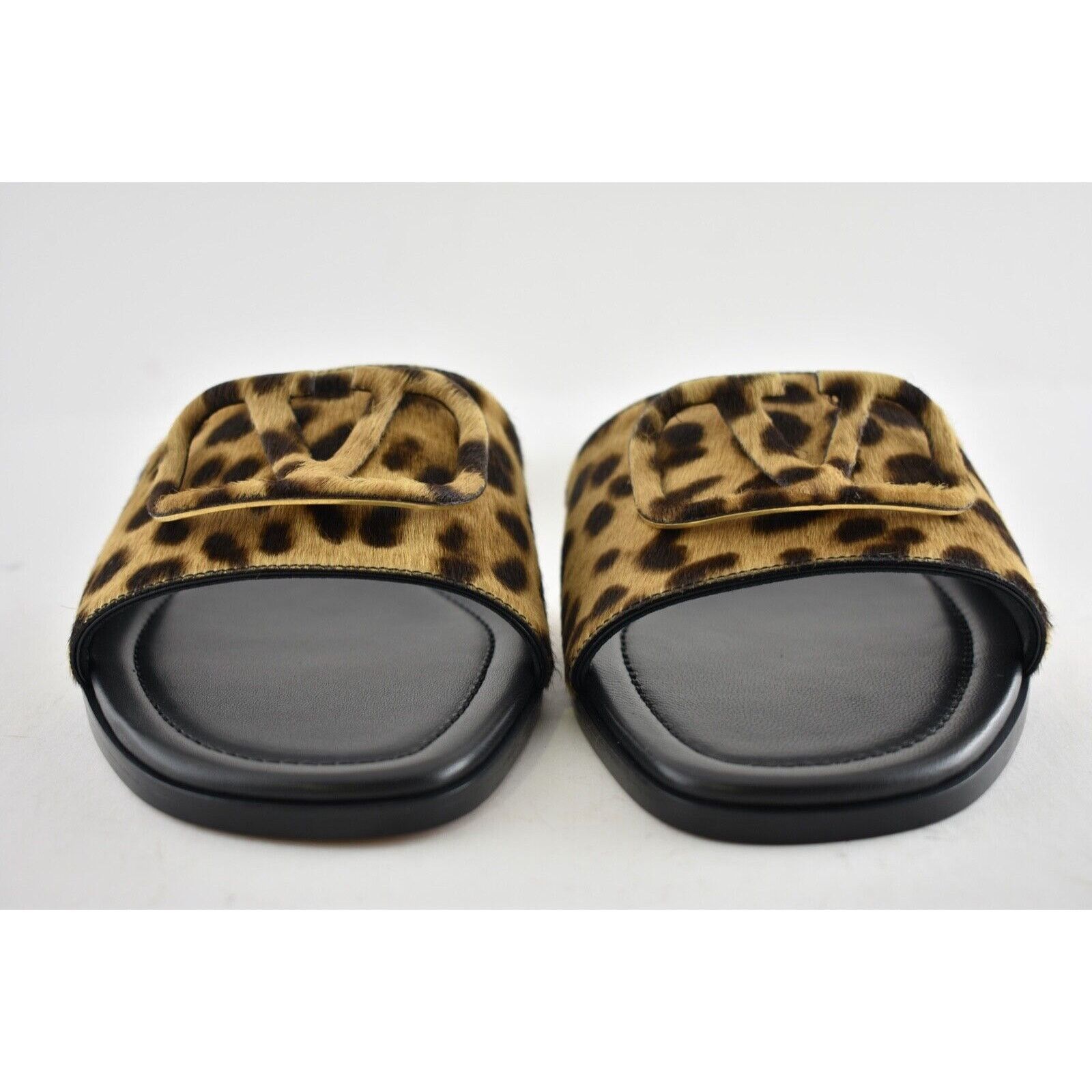 Valentino Valentino V Logo Leopard Black Brown Pony Slides Mule Size US 10.5 / IT 40.5 - 5 Thumbnail
