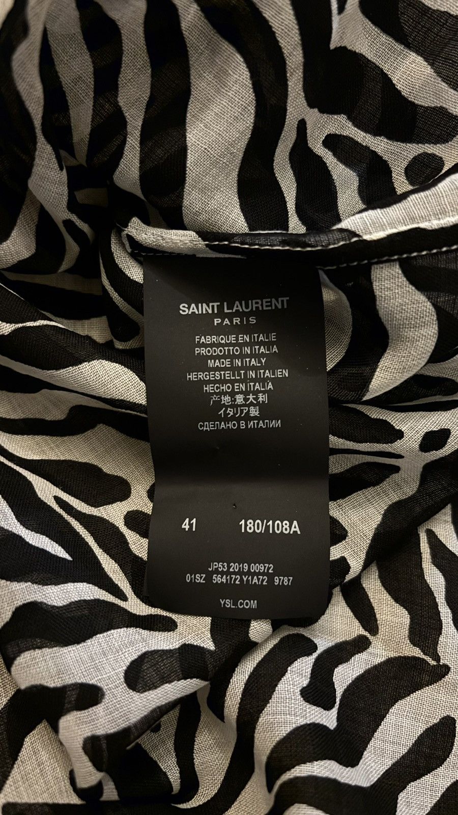Saint Laurent Paris saint laurent ss'20 tiger print wool button shirt Size US L / EU 52-54 / 3 - 6 Thumbnail