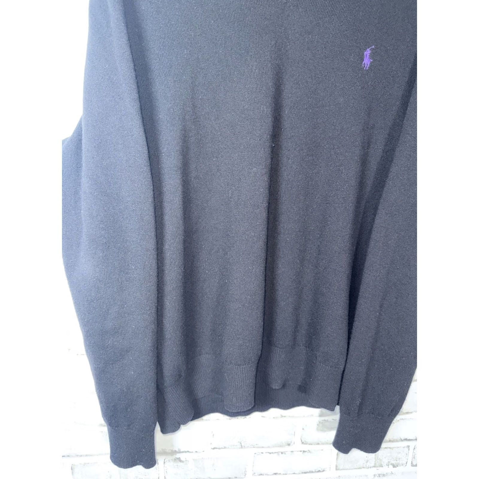 Polo Ralph Lauren Polo Ralph Lauren Merino Wool Black V-Neck Sweater Mens L Size US L / EU 52-54 / 3 - 4 Thumbnail