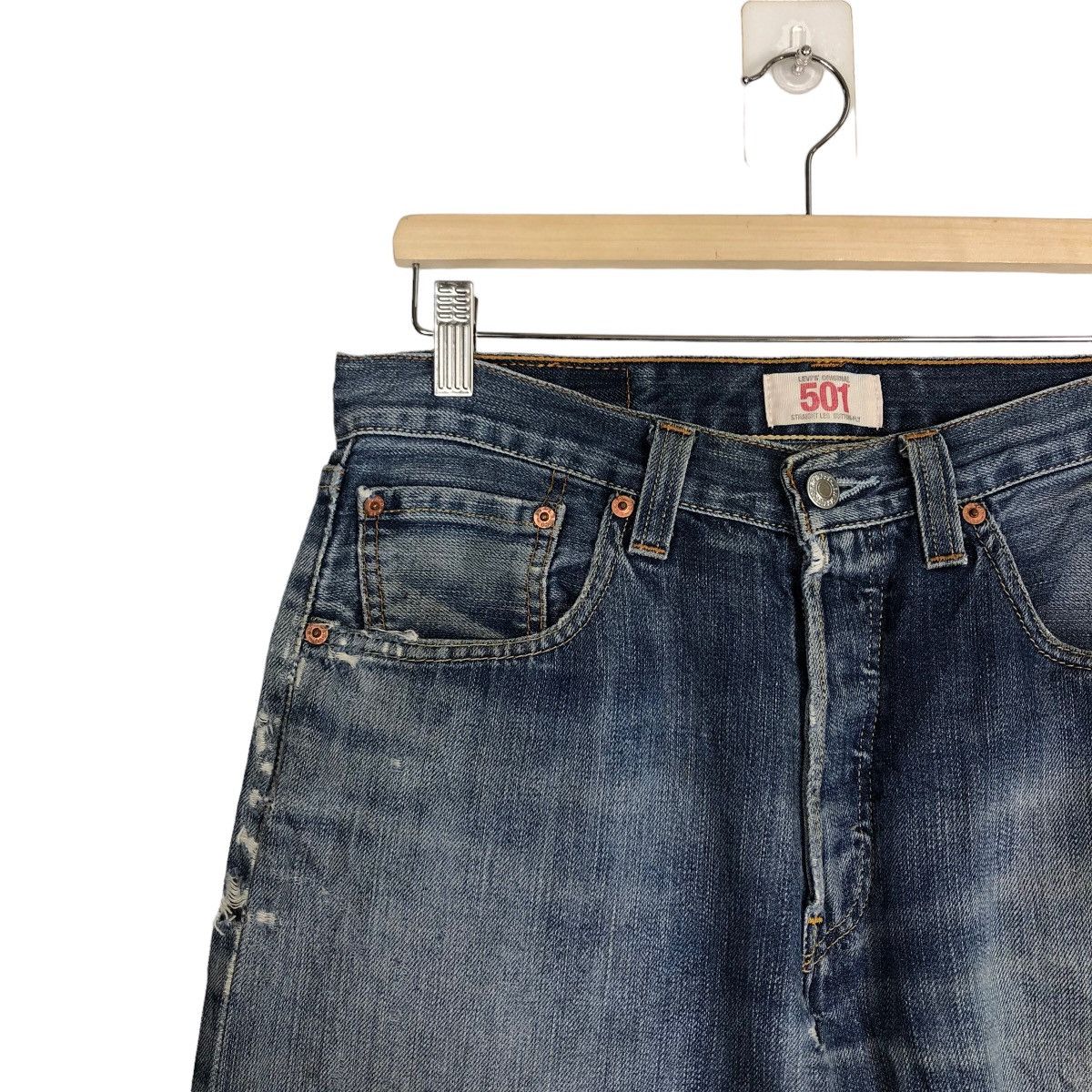 Levi's 🔥90’s VINTAGE LEVI’S ORIGINAL 501 STRAIGHT CUT DISTRESSED Size US 30 / EU 46 - 6 Thumbnail