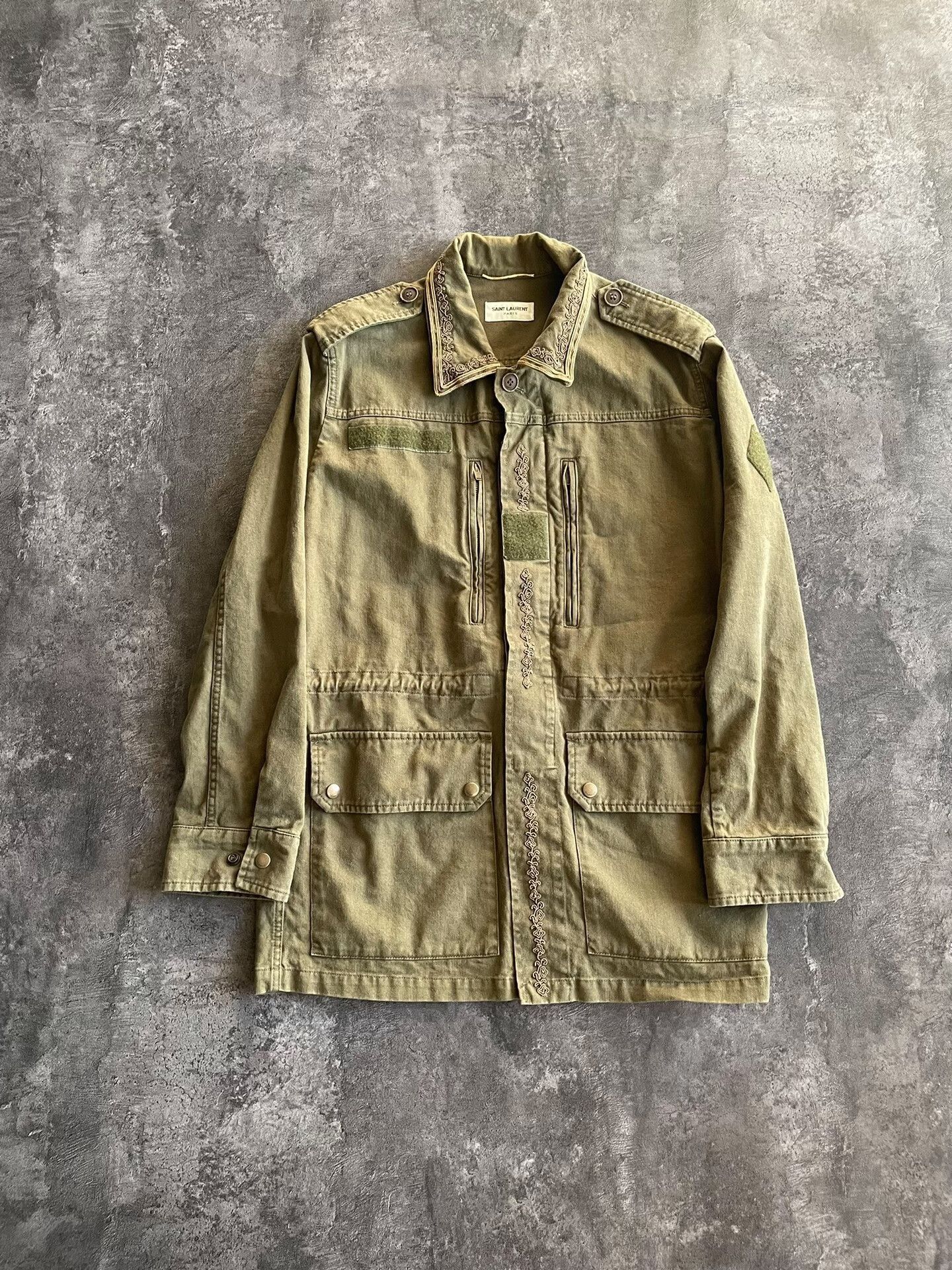 Saint Laurent Paris Saint Laurent Military Green Jacket with Embroidery. Size US L / EU 52-54 / 3 - 1 Thumbnail
