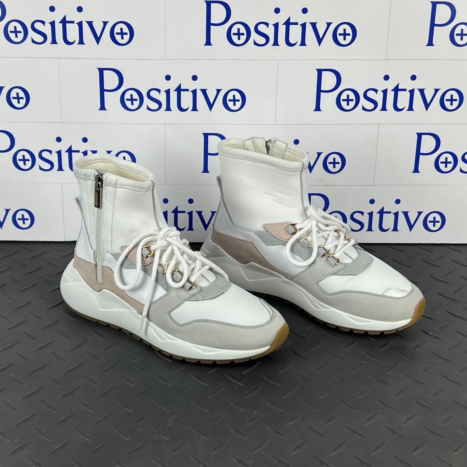 Buscemi Buscemi Run1 Zip Grey/White Leather Sneakers US 7 SAMPLE Size US 7 / IT 37 - 4 Thumbnail