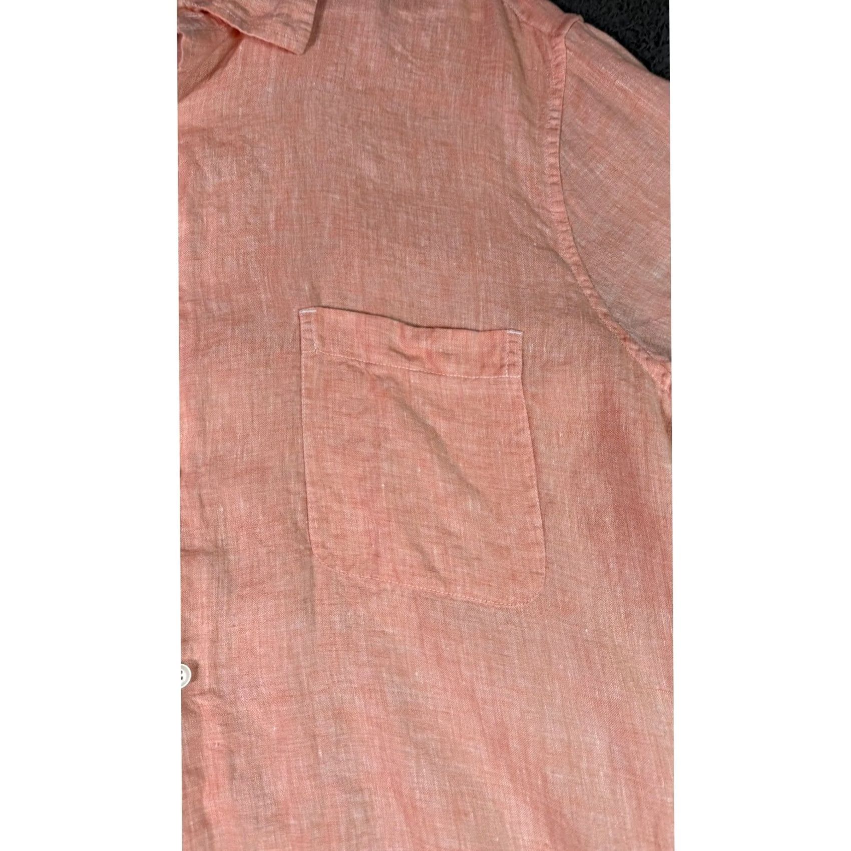 Tasso Elba Tasso Elba Linen Button Up Shirt Short Sleeve Casual Peach XXL Size US XXL / EU 58 / 5 - 2 Thumbnail