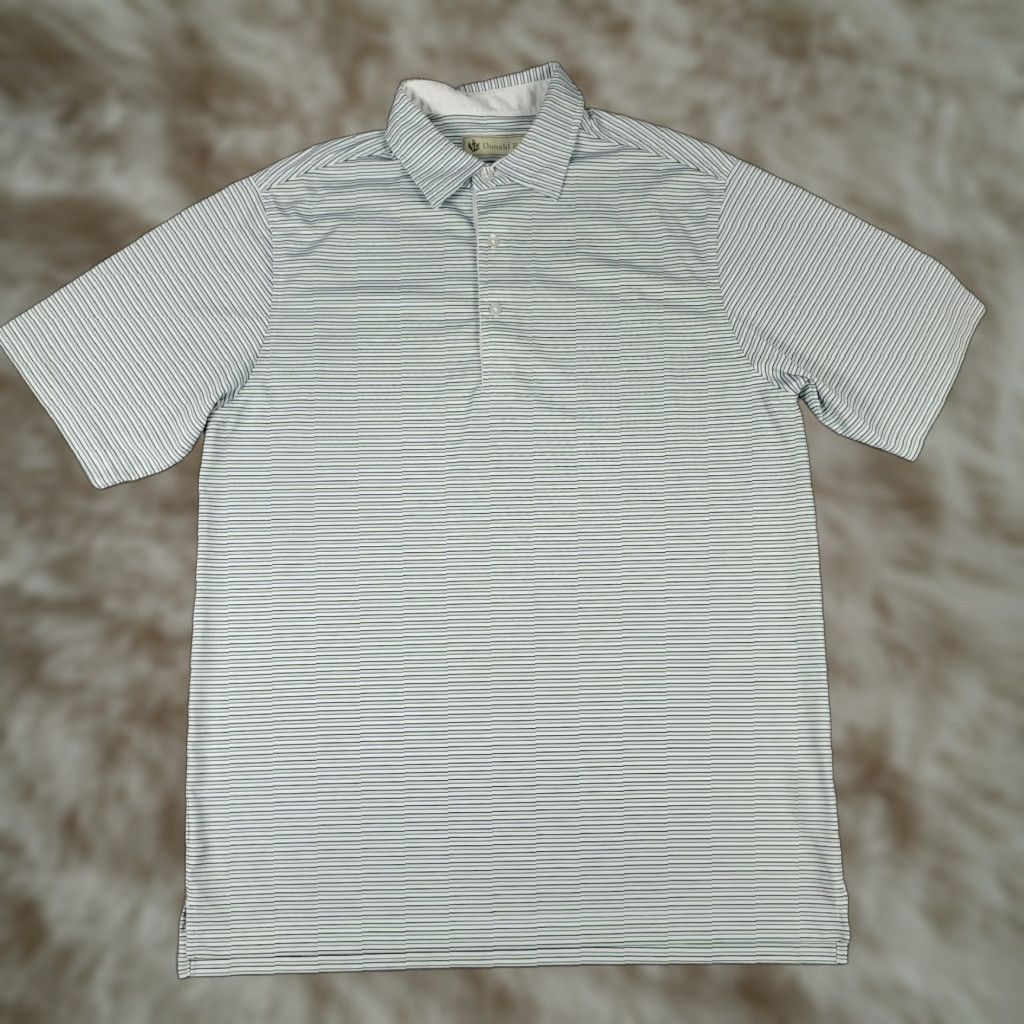 Vintage Donald Ross Polo Shirt Mens Size Medium Blue Striped Golf Short Sleeve Size US M / EU 48-50 / 2 - 1 Thumbnail