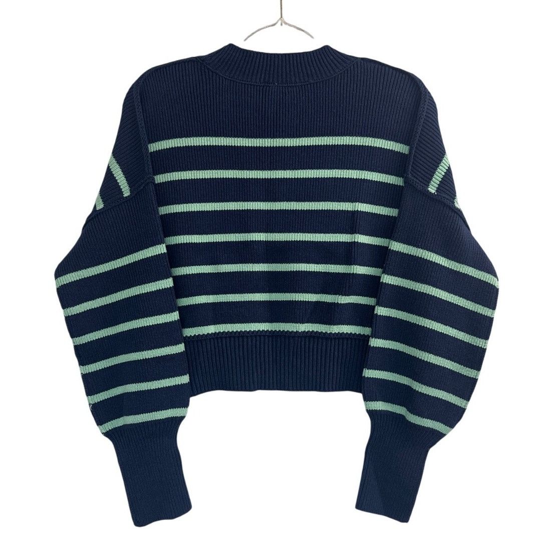 Free People New Free People Navy Stripe Easy Street Crop Sweater Size XS Size XS / US 0-2 / IT 36-38 - 5 Thumbnail
