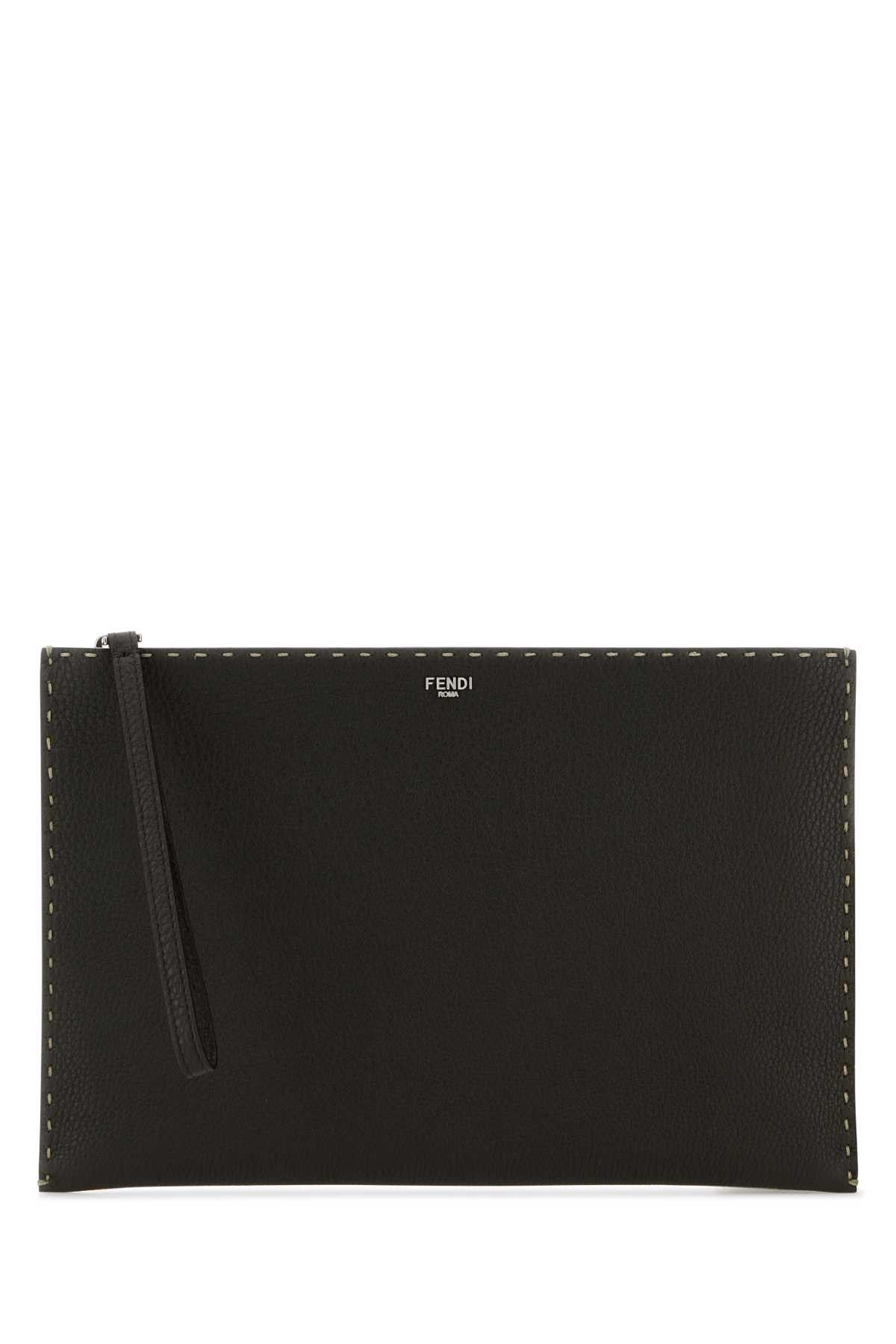 Fendi Dark Brown Leather Clutch Size ONE SIZE - 1 Thumbnail