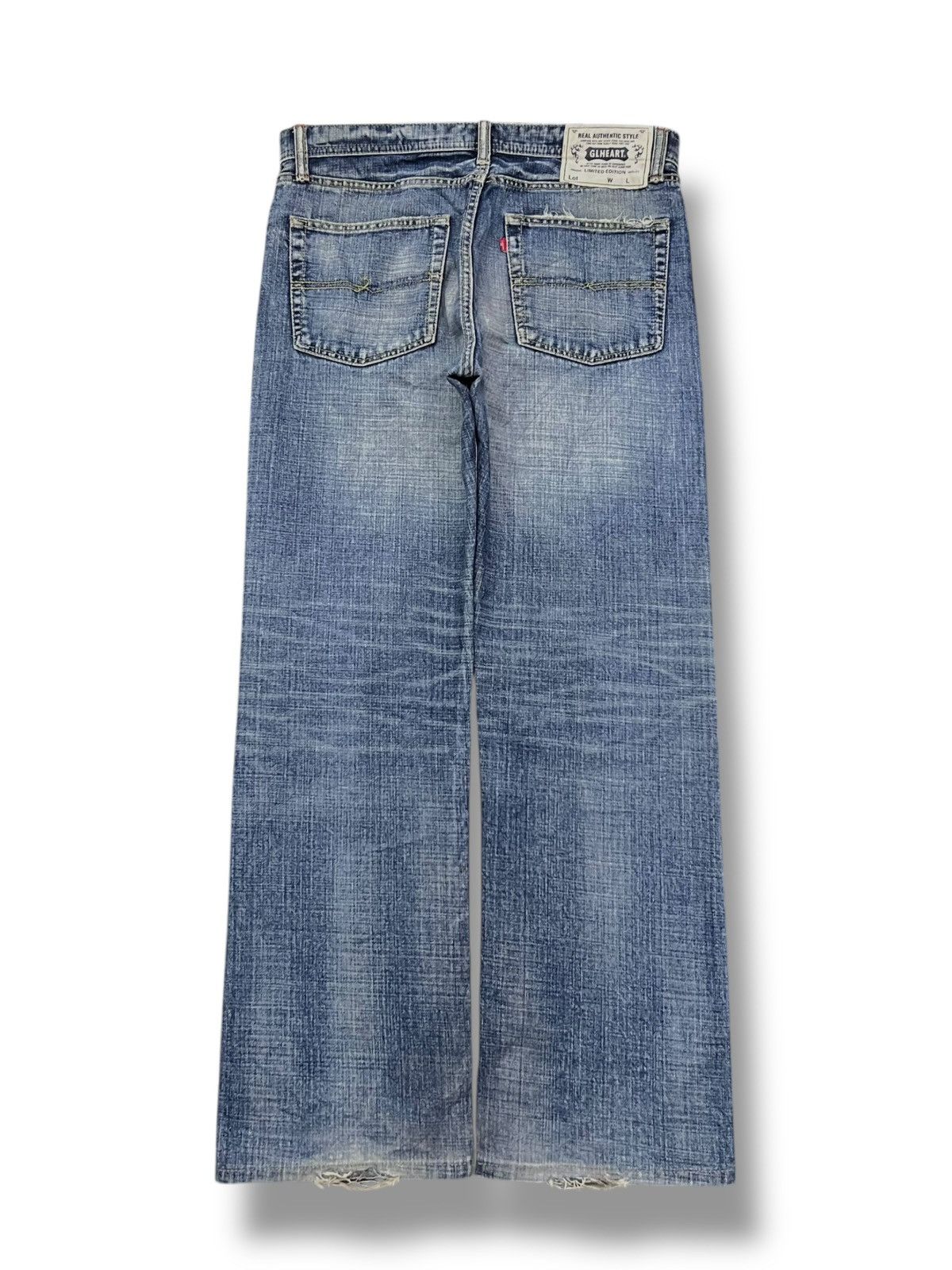 Japanese Brand Loose Vintage 00s GL HEART Japan - Faded Blue Wash Jeans Size US 35 - 3 Thumbnail