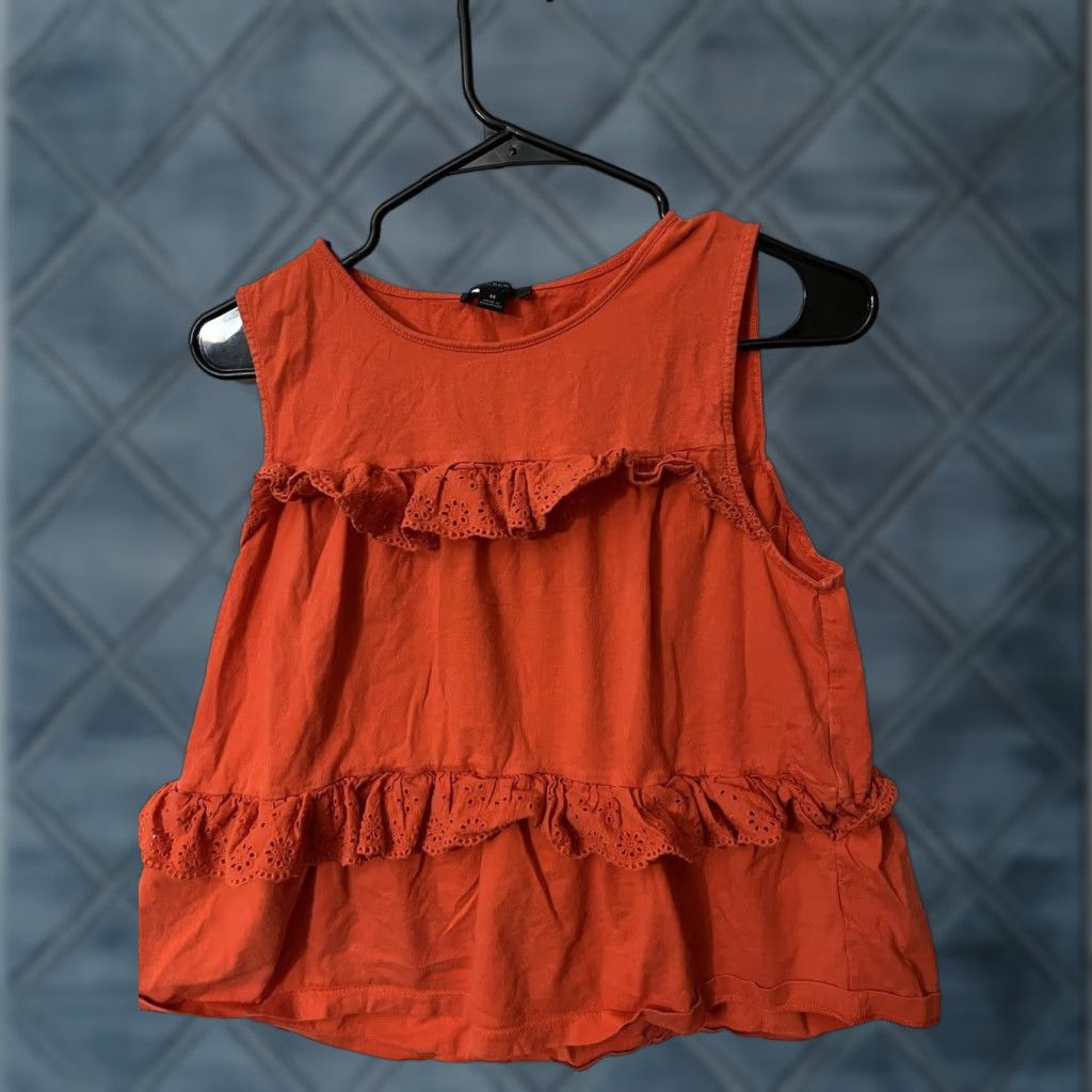 J.Crew J.CREW Orange Ruffle Tank Top Shirt Sleeveless Medium Womens Size M / US 6-8 / IT 42-44 - 1 Thumbnail