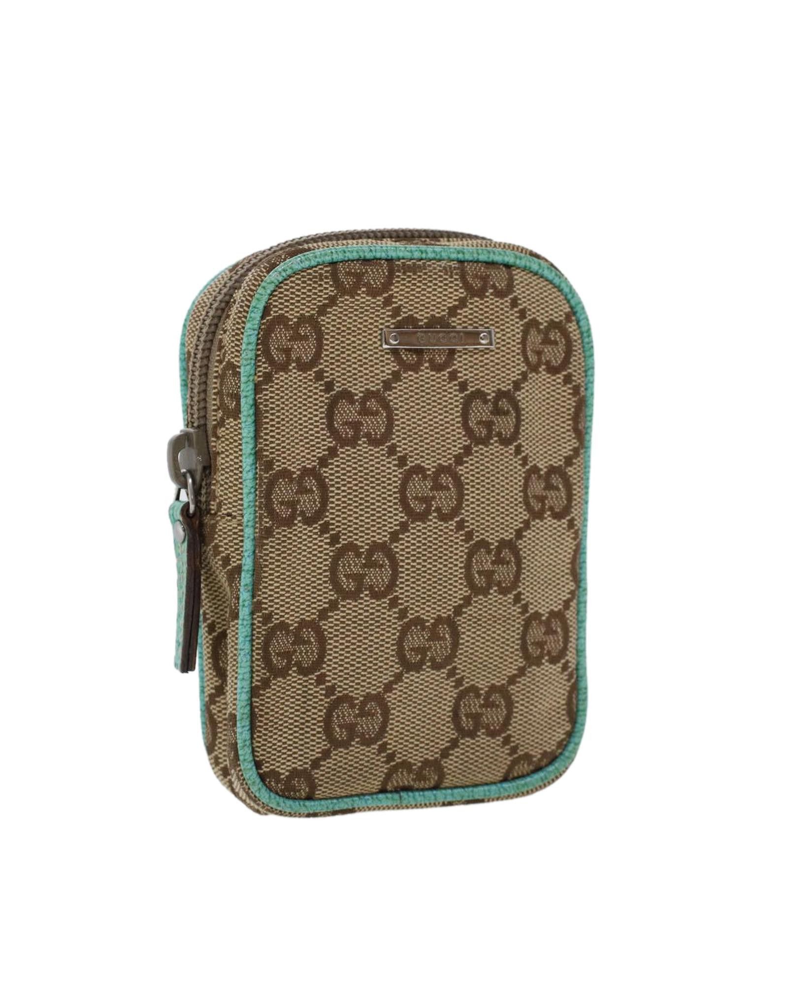 image of Gucci Gg Canvas Cigarette Case With Beige And Light Blue Design, Women's