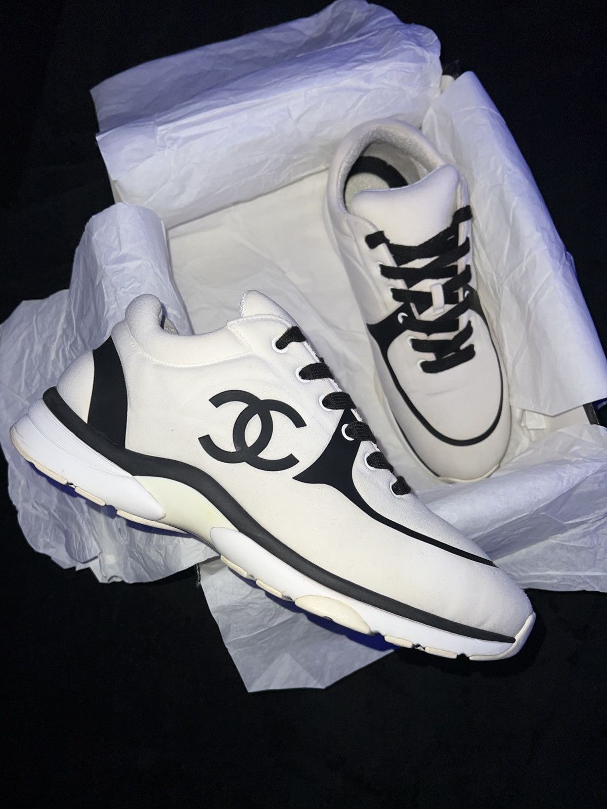Chanel Chanel CC Trainer “White/Black” Size US 11 / EU 44 - 4 Thumbnail