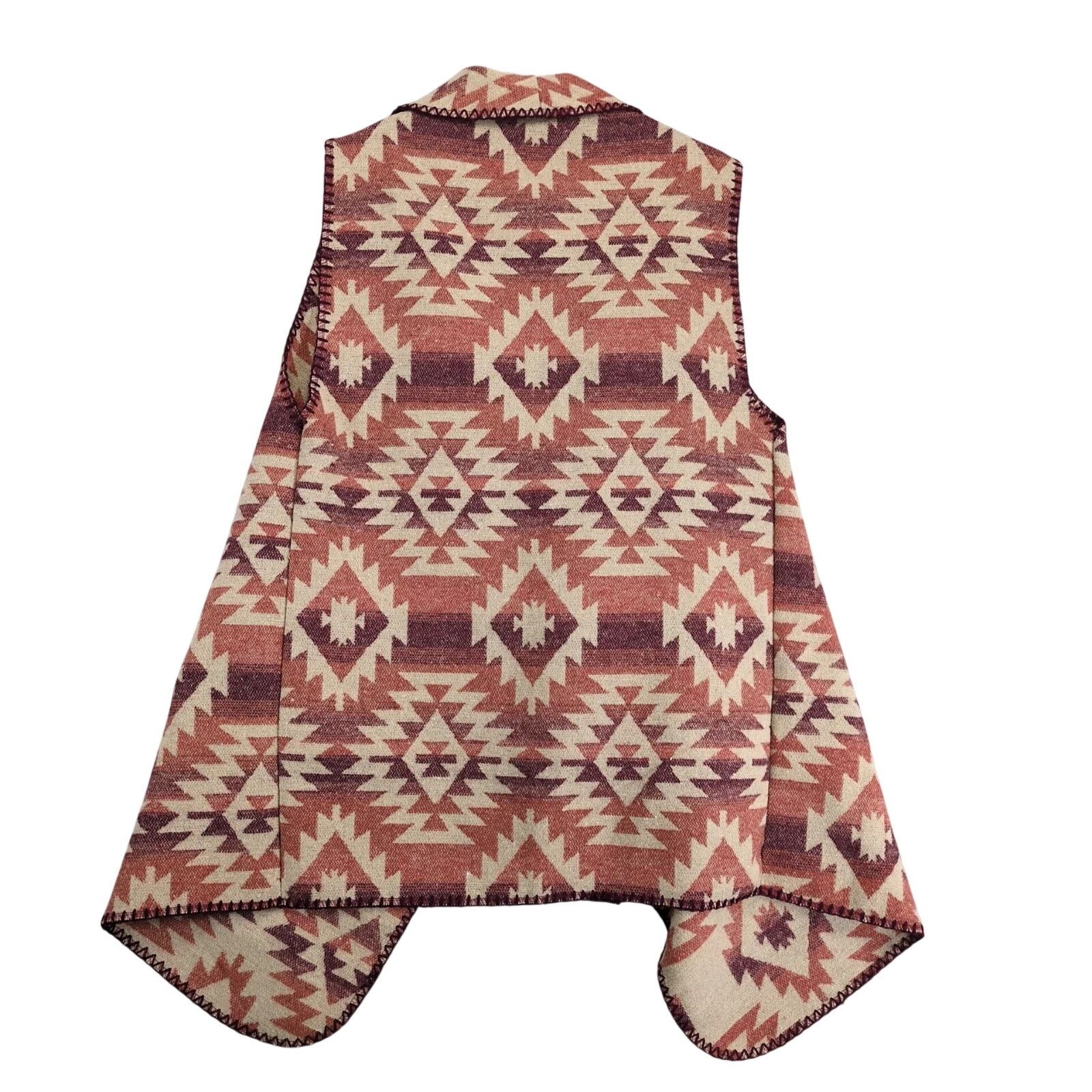 Other Southwestern Aztec Fleece Open Vest Women's L Drape Pockets Size L / US 10 / IT 46 - 3 Thumbnail