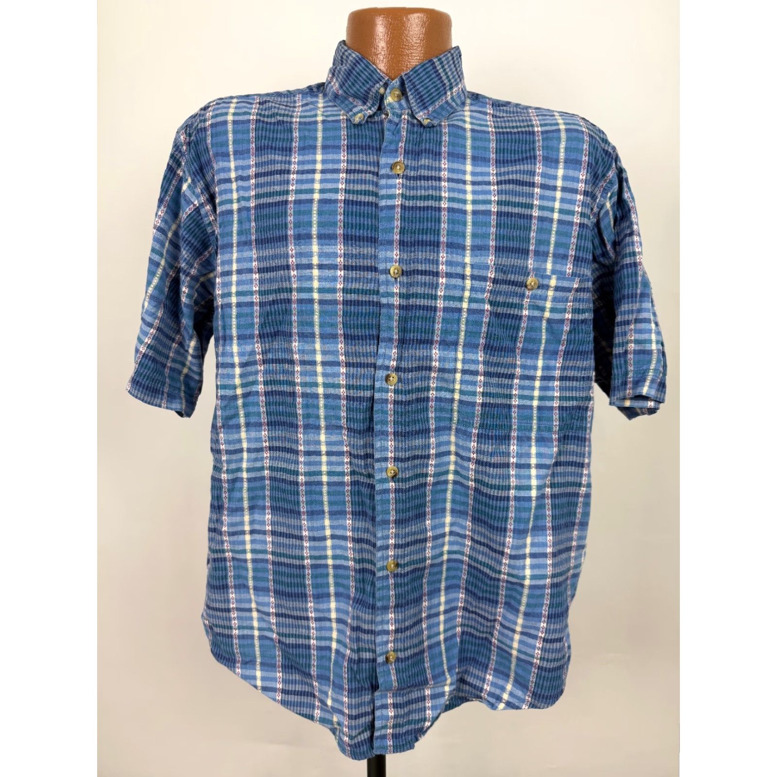 Vintage VINTAGE Honors 90s Button-Up Shirt Men Medium Blue Plaid Cotton Lightweight Hipster Size US M / EU 48-50 / 2 - 2 Thumbnail
