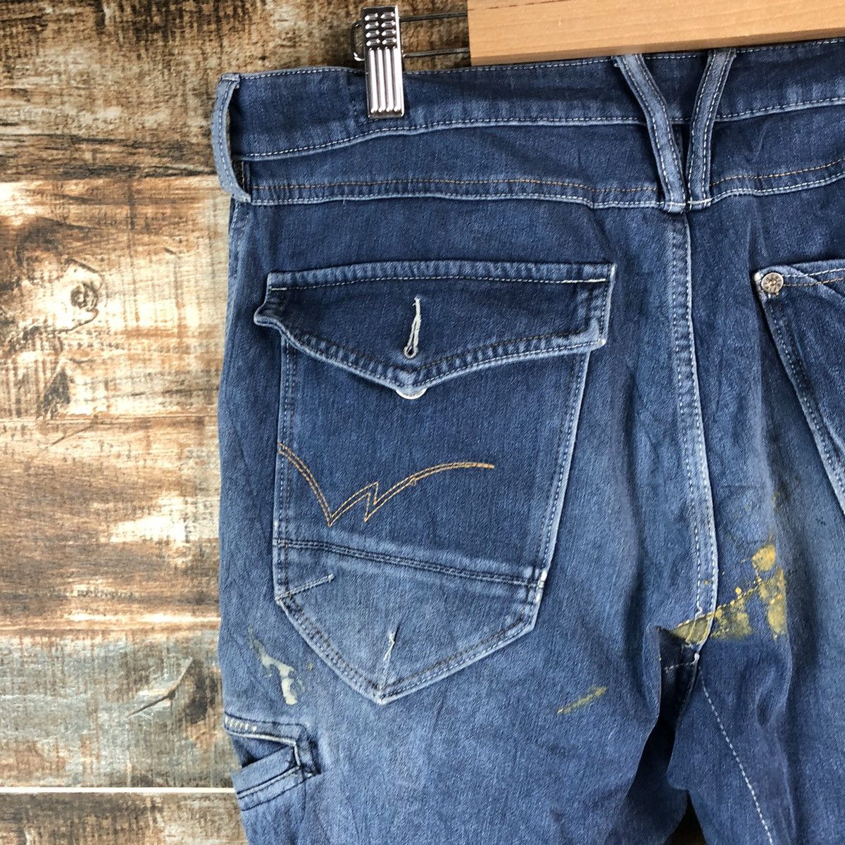 Japanese Brand Field Core Blue Distressed ripped Denim Pants #A2166 Size US 33 - 19 Thumbnail
