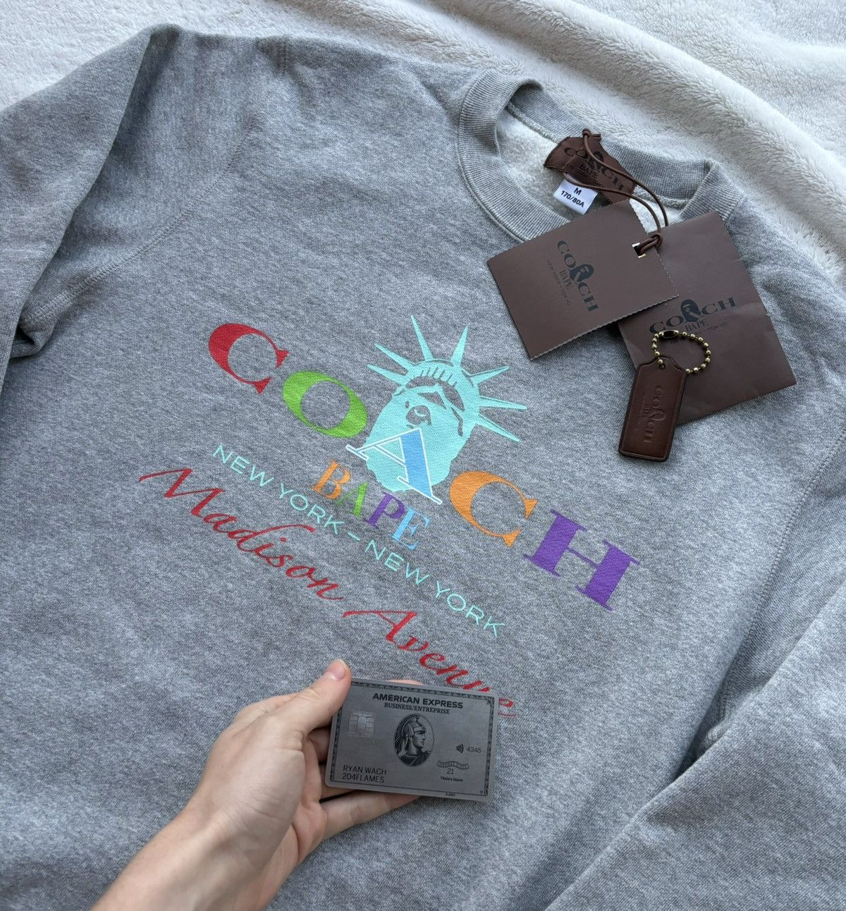 Bape Bape x Coach Grey Logo Crewneck Size US M / EU 48-50 / 2 - 2 Thumbnail