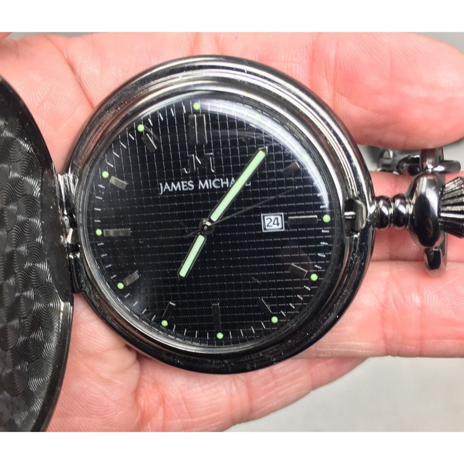 Other Men's James Michael (JM) Black/Silver Tone Pocket Watch Size ONE SIZE - 6 Thumbnail