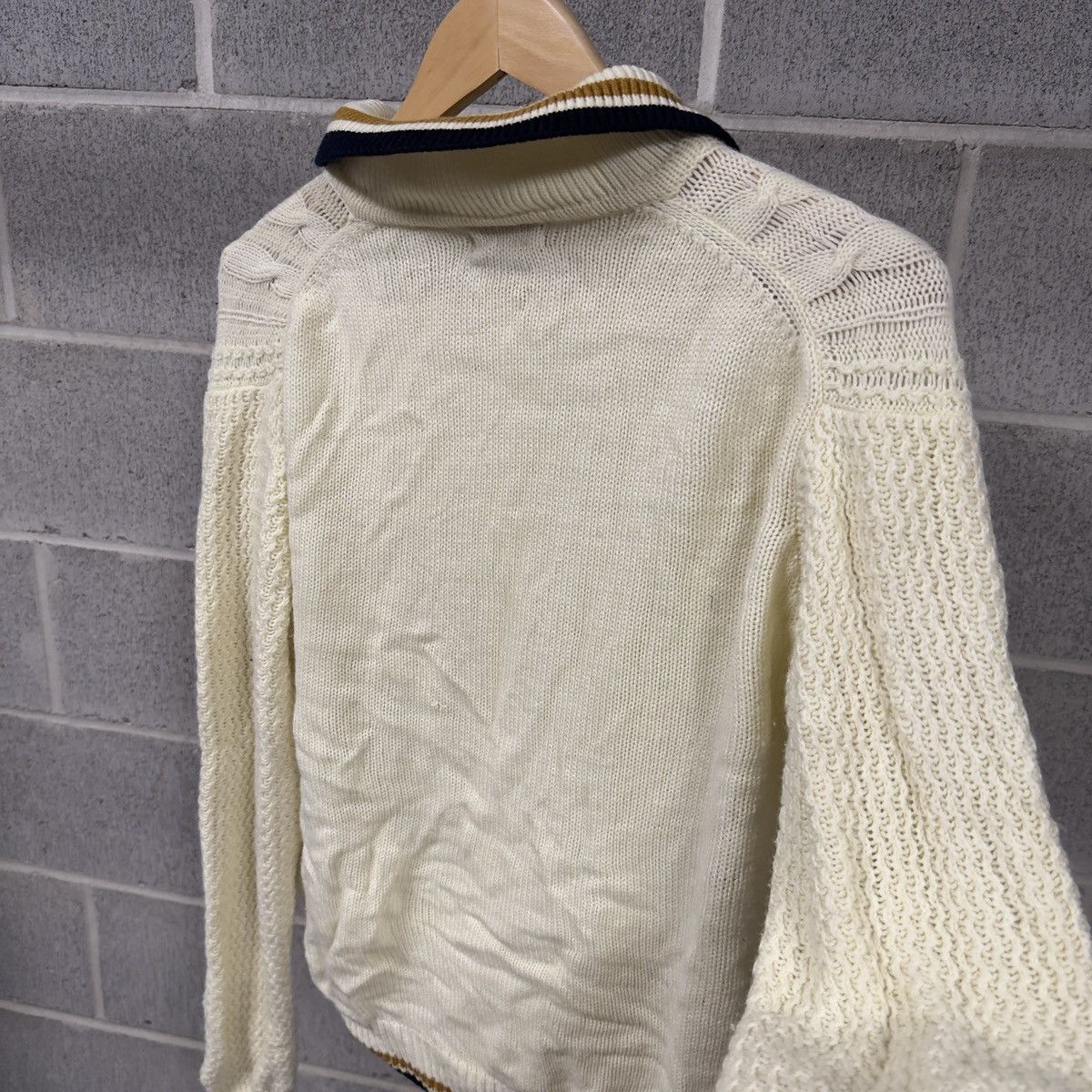 Vintage 60s Acrylic Cable Knit Golf Zip Sweater ERD Grunge Preppy Size US M / EU 48-50 / 2 - 6 Thumbnail