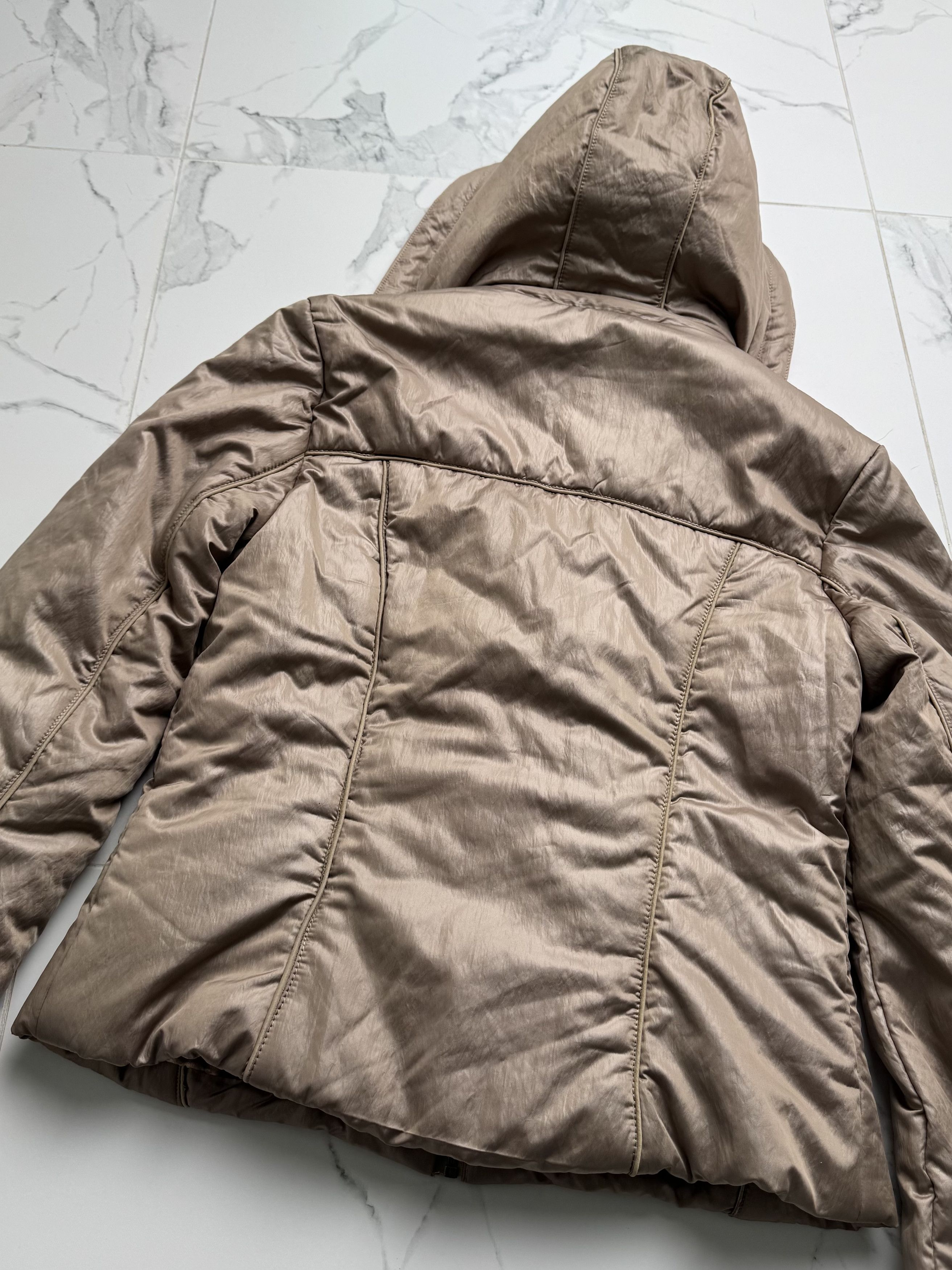 Vintage Taupe Hooded Jacket Women L Zip Up Y2K Utility Biker Coat Size L / US 10 / IT 46 - 10 Thumbnail