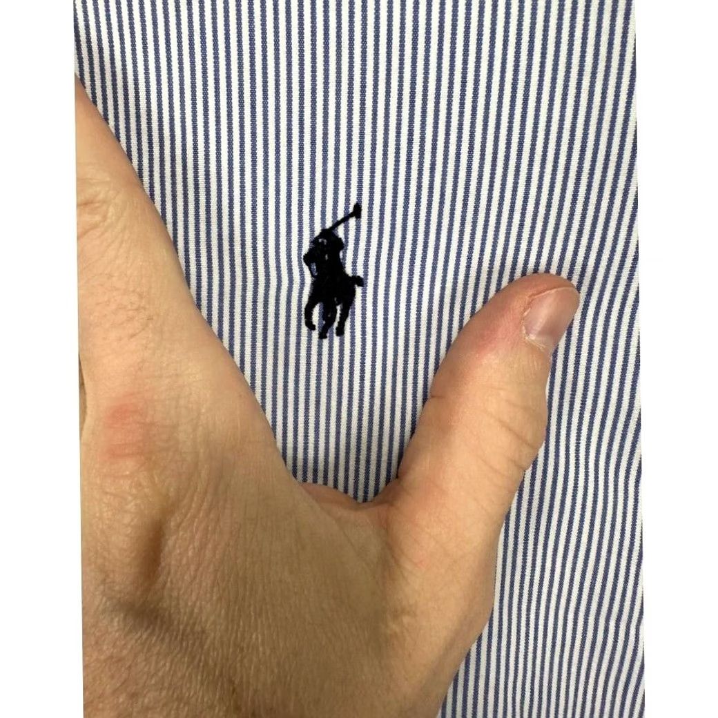 Ralph Lauren Ralph Lauren Shirt Mens 2XL Blue Striped Button Down Pony Custom Fit Dress Shirt Size 48R - 7 Thumbnail