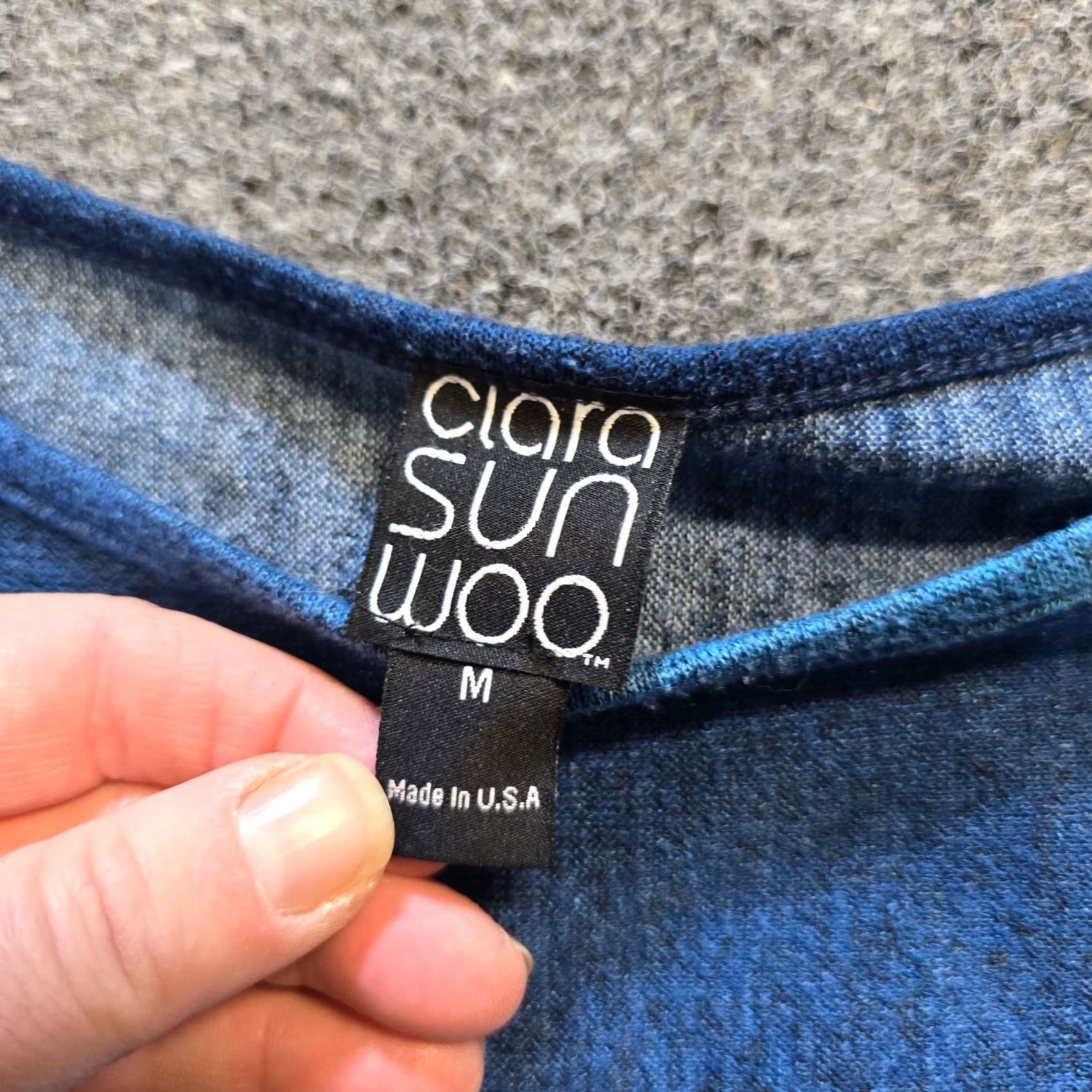 Vintage Clara Sun Woo Top Womens Medium Blue Ombre Stripe Knit Boxy Stretch Casual Shirt Size M / US 6-8 / IT 42-44 - 4 Thumbnail