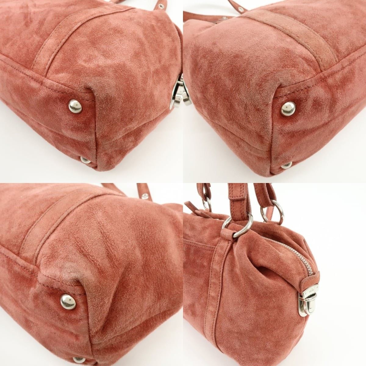 Prada Prada Boston Suede Shoulder Bag Pink Size ONE SIZE - 5 Thumbnail