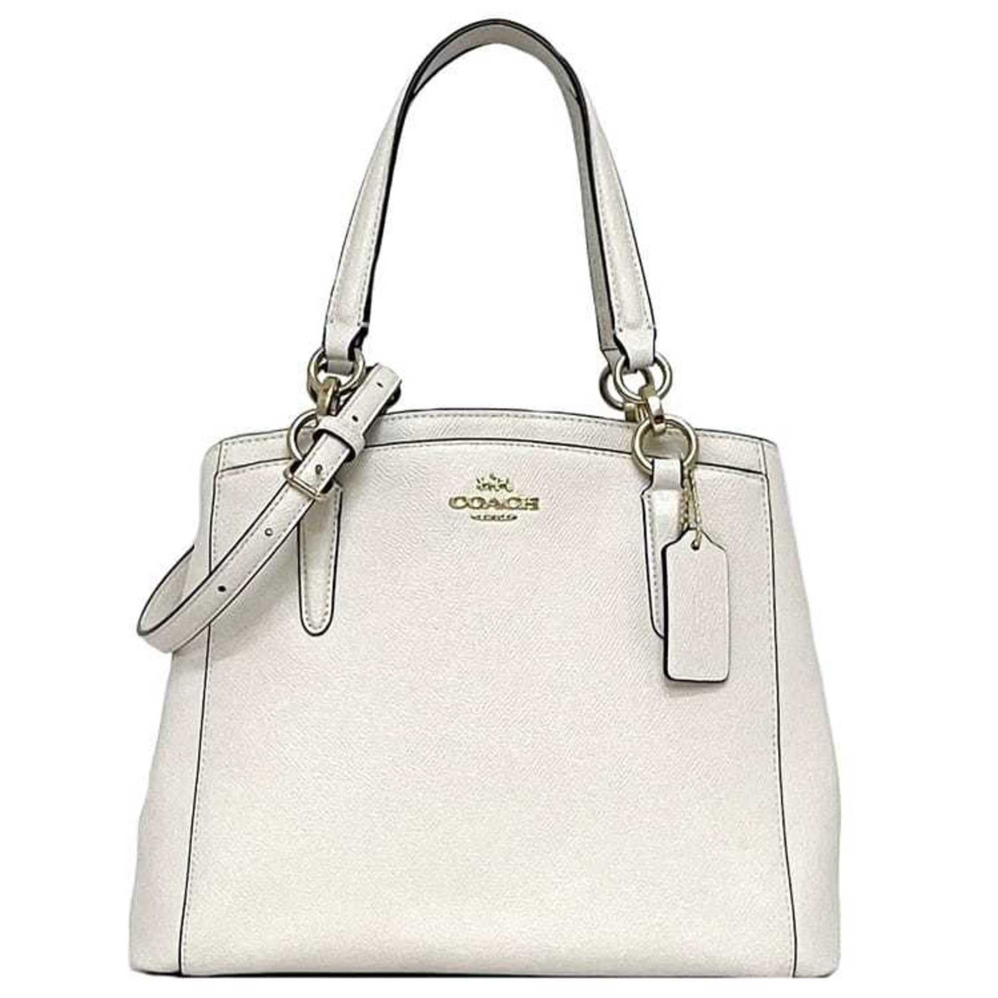 Coach 2-Way Bag Ec-22831 White F57843 Leather Coach Self-Supporting Crossbody Handbag Ladies, Women's