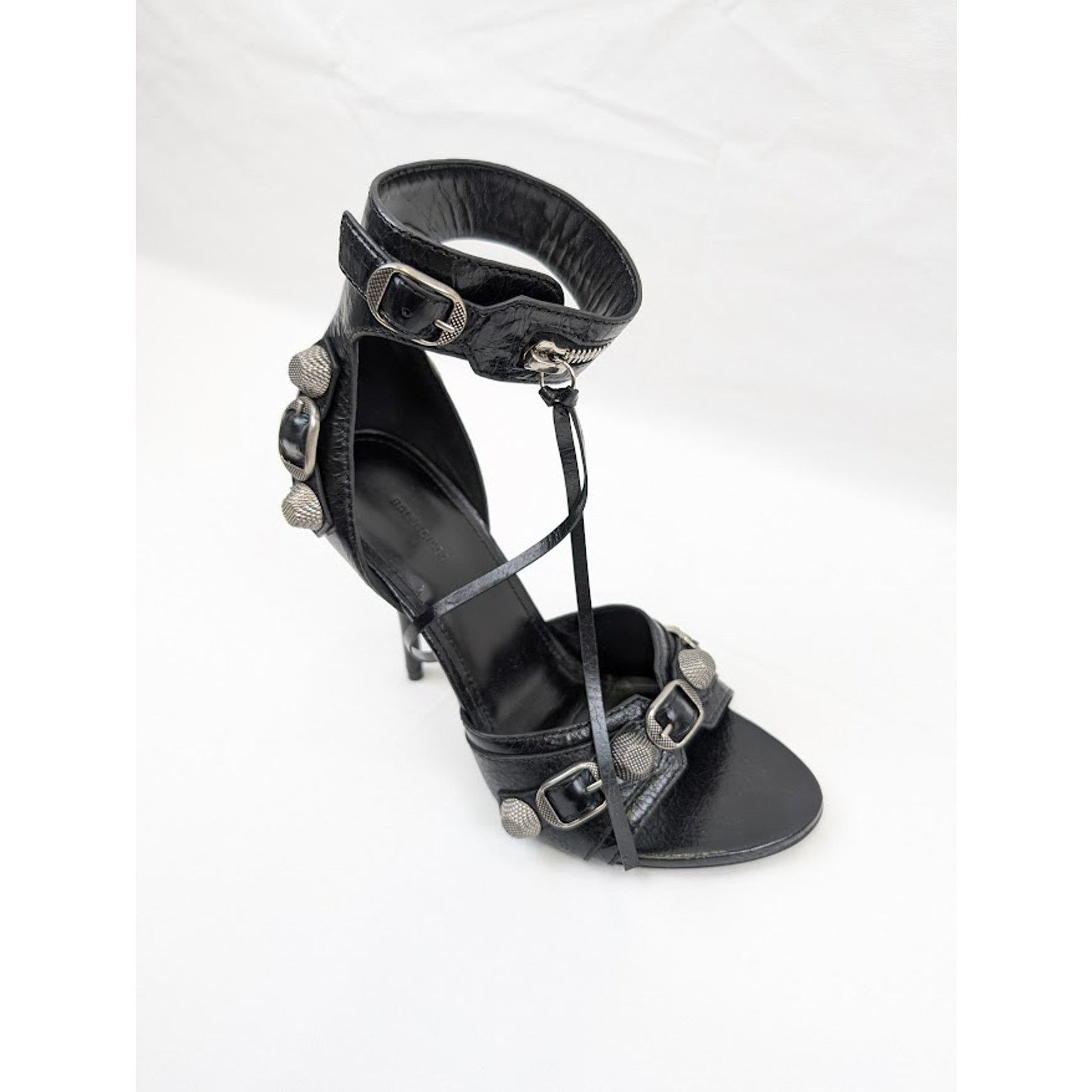 Balenciaga o1rshd1 Arena ABS Cagole Sandal H110 in Black/Aged Nikel Size US 8 / IT 38 - 3 Thumbnail